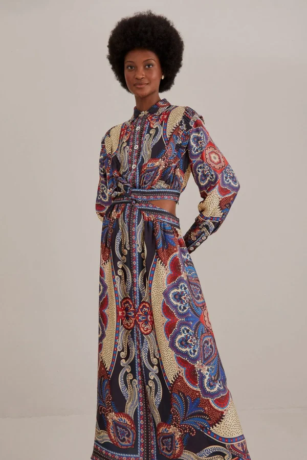 FARM Rio MULTICOLOR ENERGY SCARF CUT-OUT MAXI DRESS Hot
