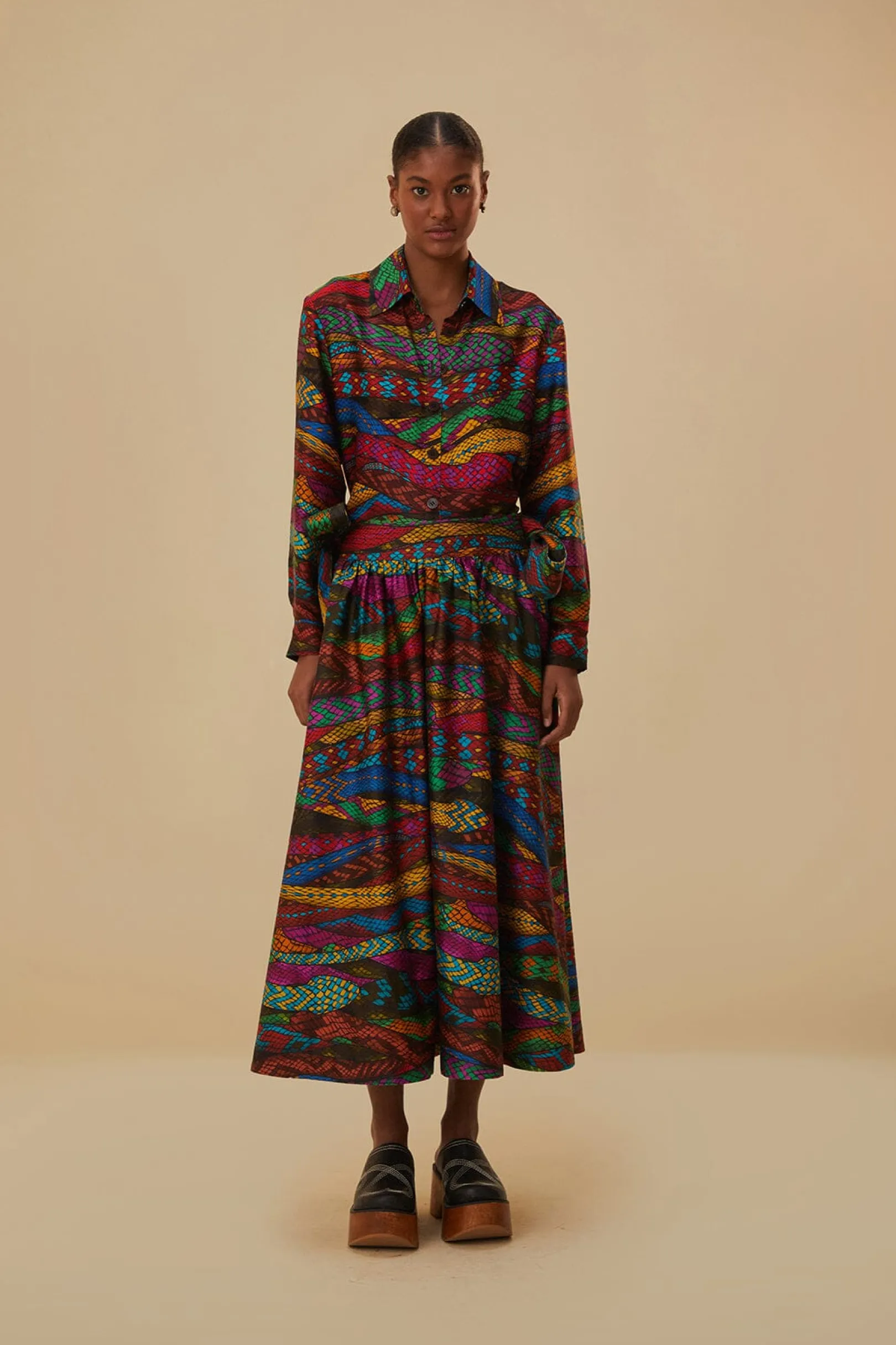 FARM Rio MULTICOLOR MIRAGE MIDI SKIRT Cheap