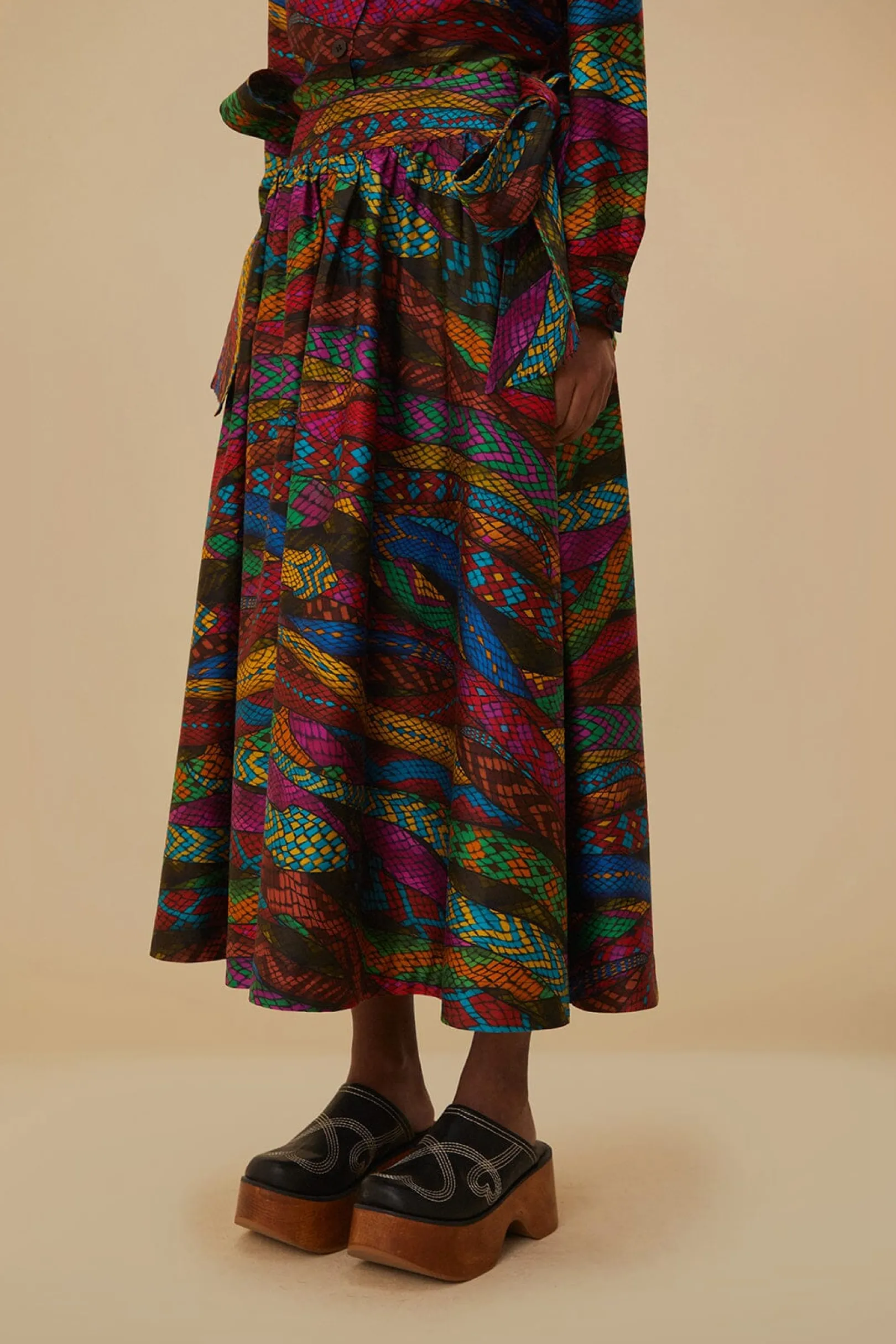 FARM Rio MULTICOLOR MIRAGE MIDI SKIRT Cheap