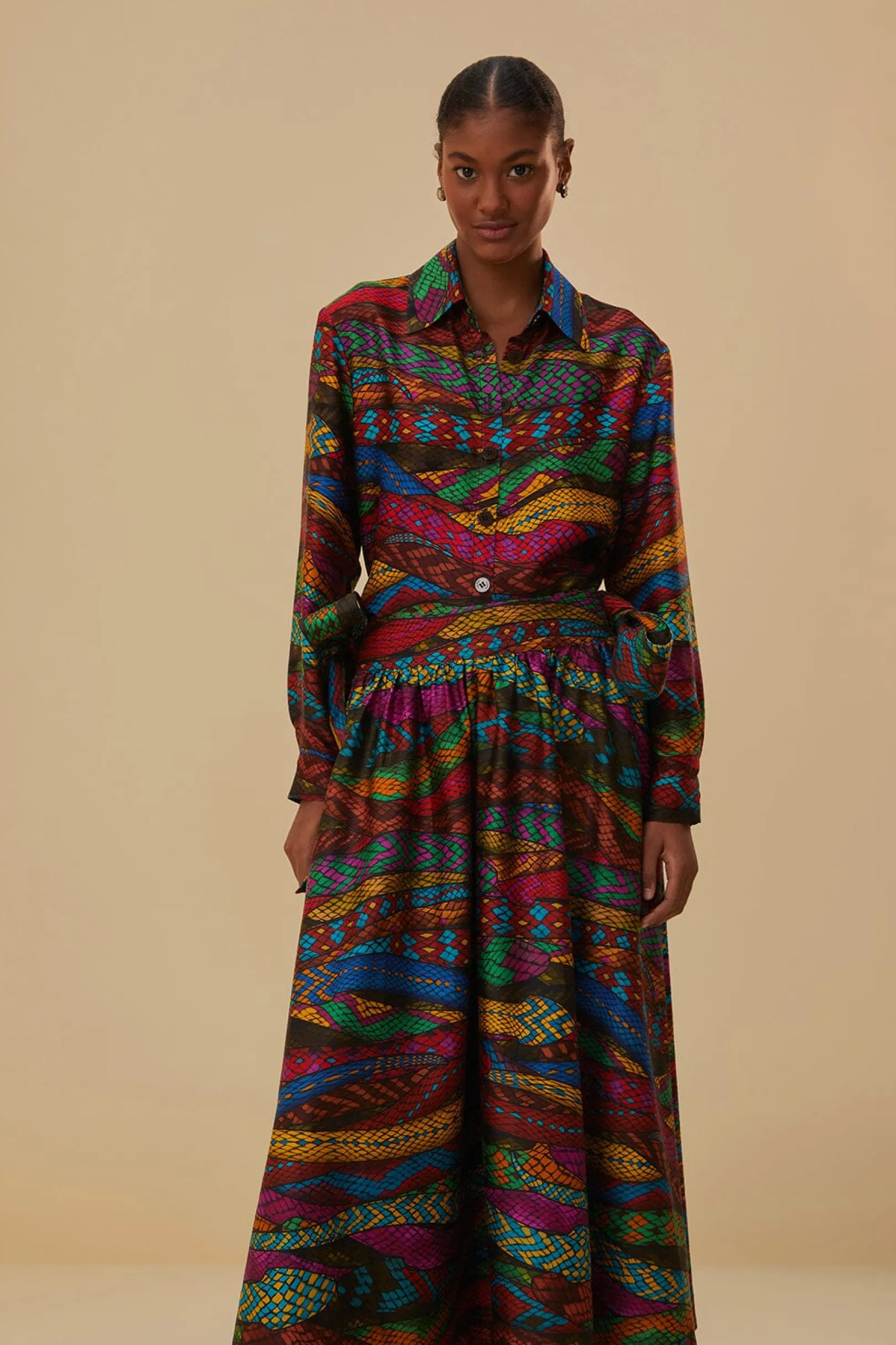FARM Rio MULTICOLOR MIRAGE MIDI SKIRT Cheap