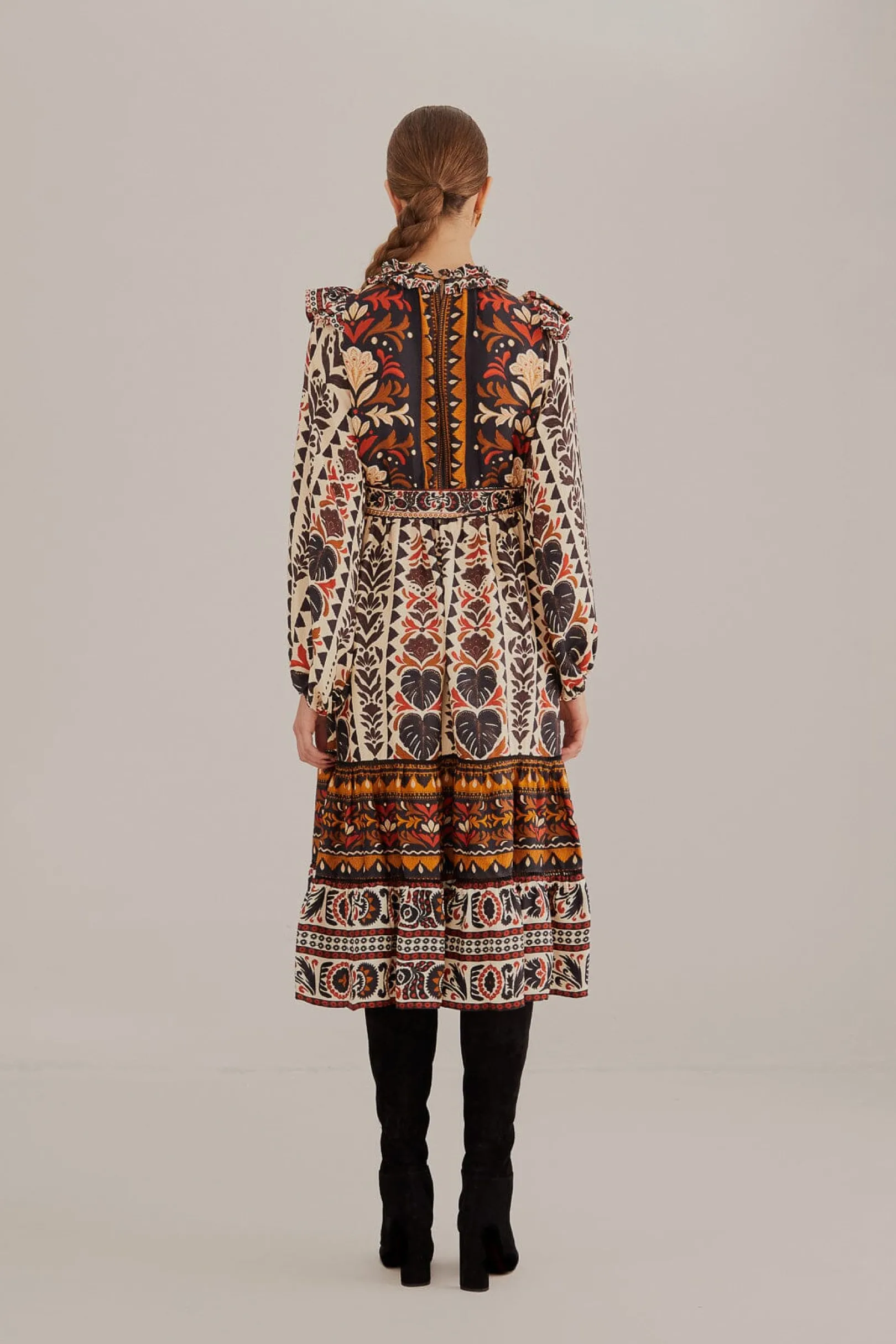 FARM Rio MULTICOLOR TAPESTRY GARDEN HIGH NECK MIDI DRESS Shop