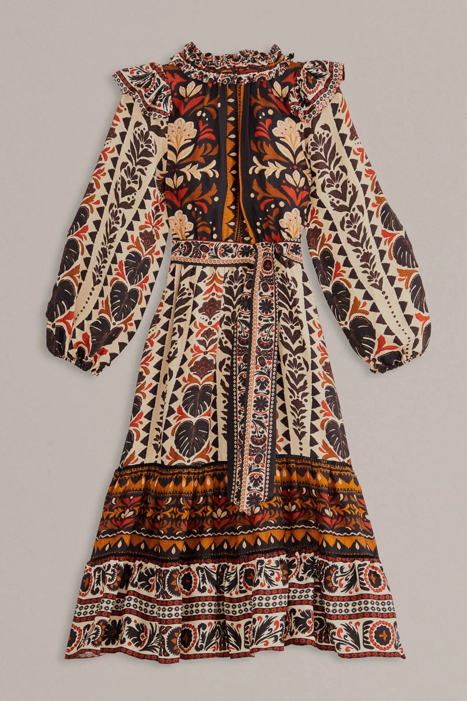 FARM Rio MULTICOLOR TAPESTRY GARDEN HIGH NECK MIDI DRESS Shop