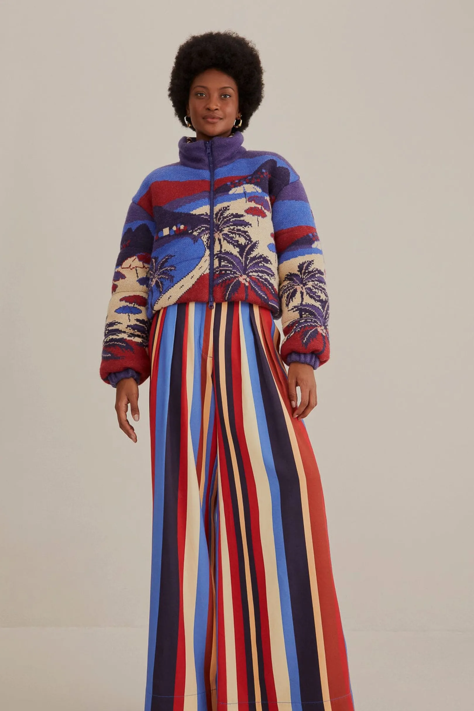FARM Rio MULTICOLOR WINTER STRIPES TAILORED PANTS Cheap