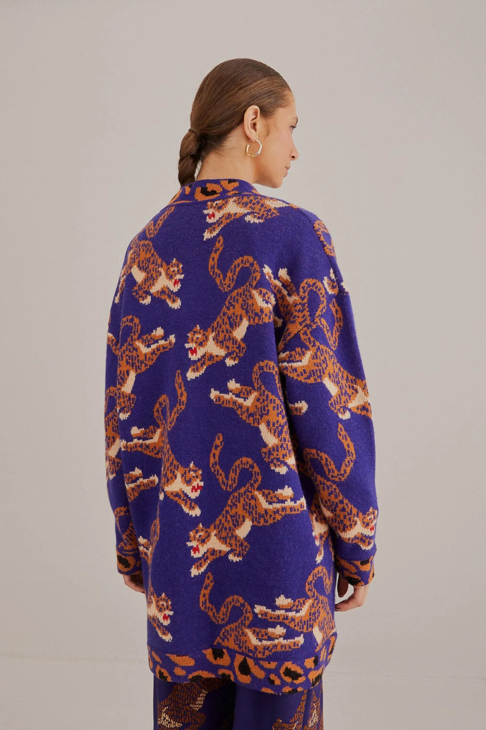 FARM Rio NAVY BLUE LEOPARDS KNIT CARDIGAN Best