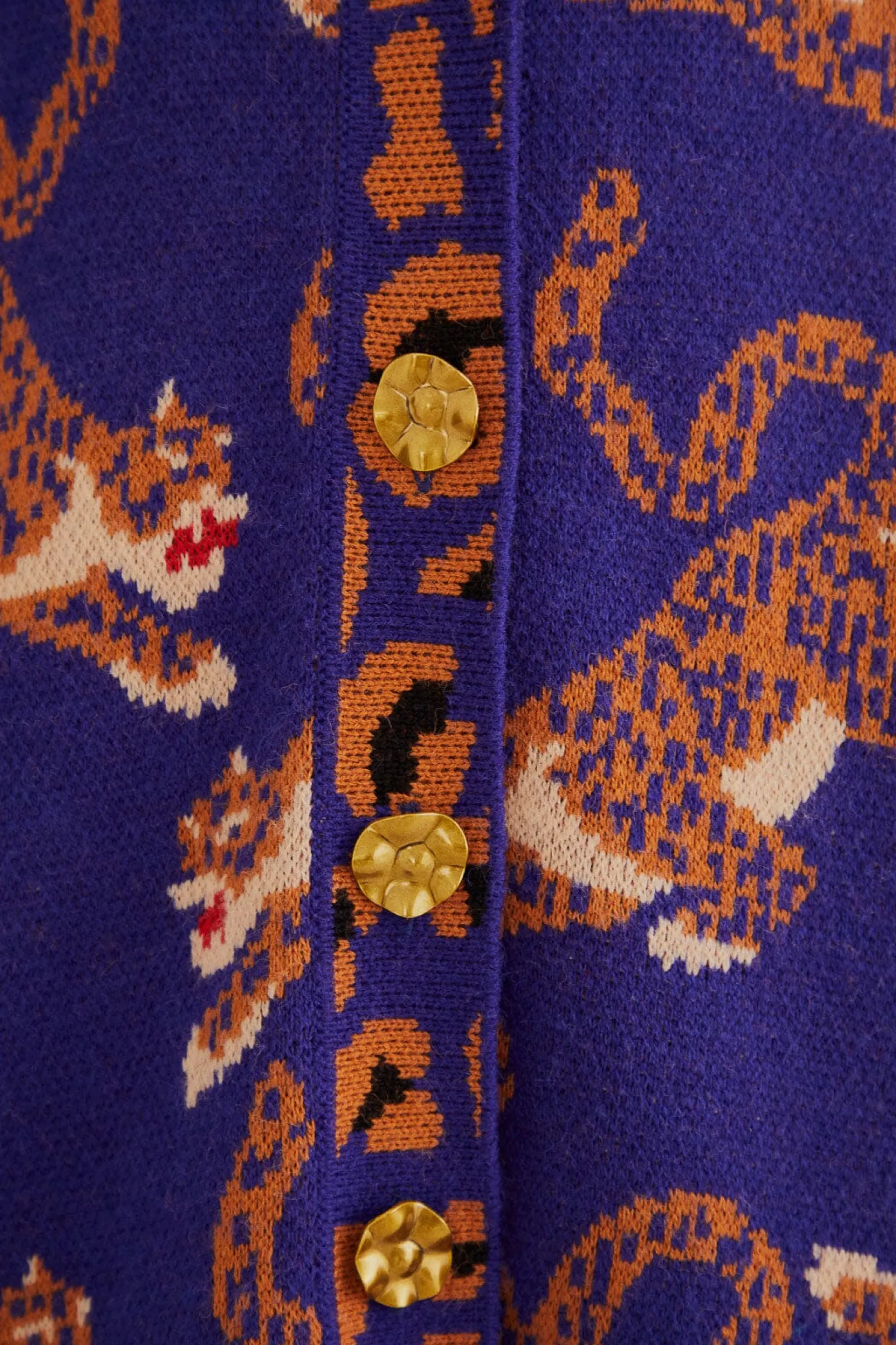 FARM Rio NAVY BLUE LEOPARDS KNIT CARDIGAN Best
