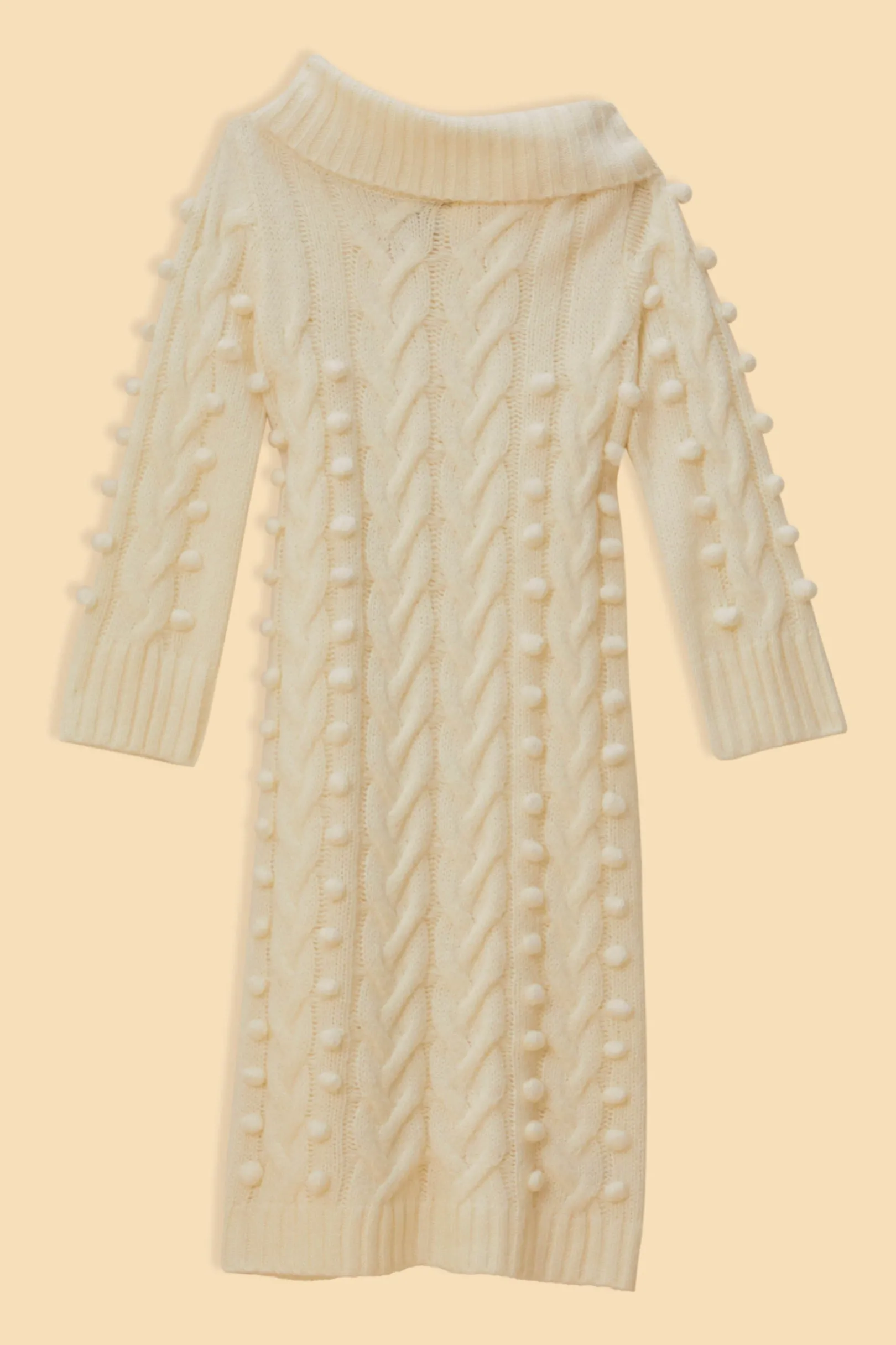 FARM Rio OFF-WHITE BRAIDED MIDI SWEATER DRESS Sale