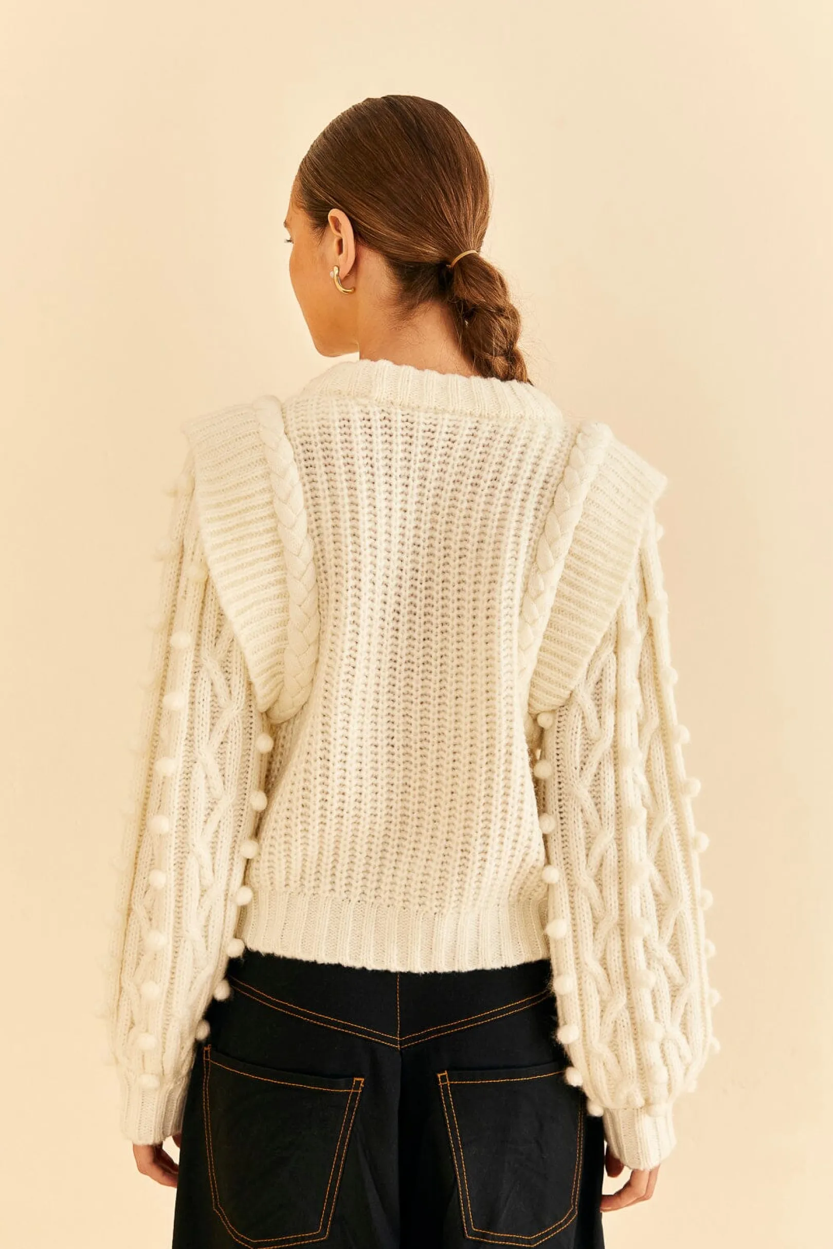 FARM Rio OFF-WHITE BRAIDED SWEATER New