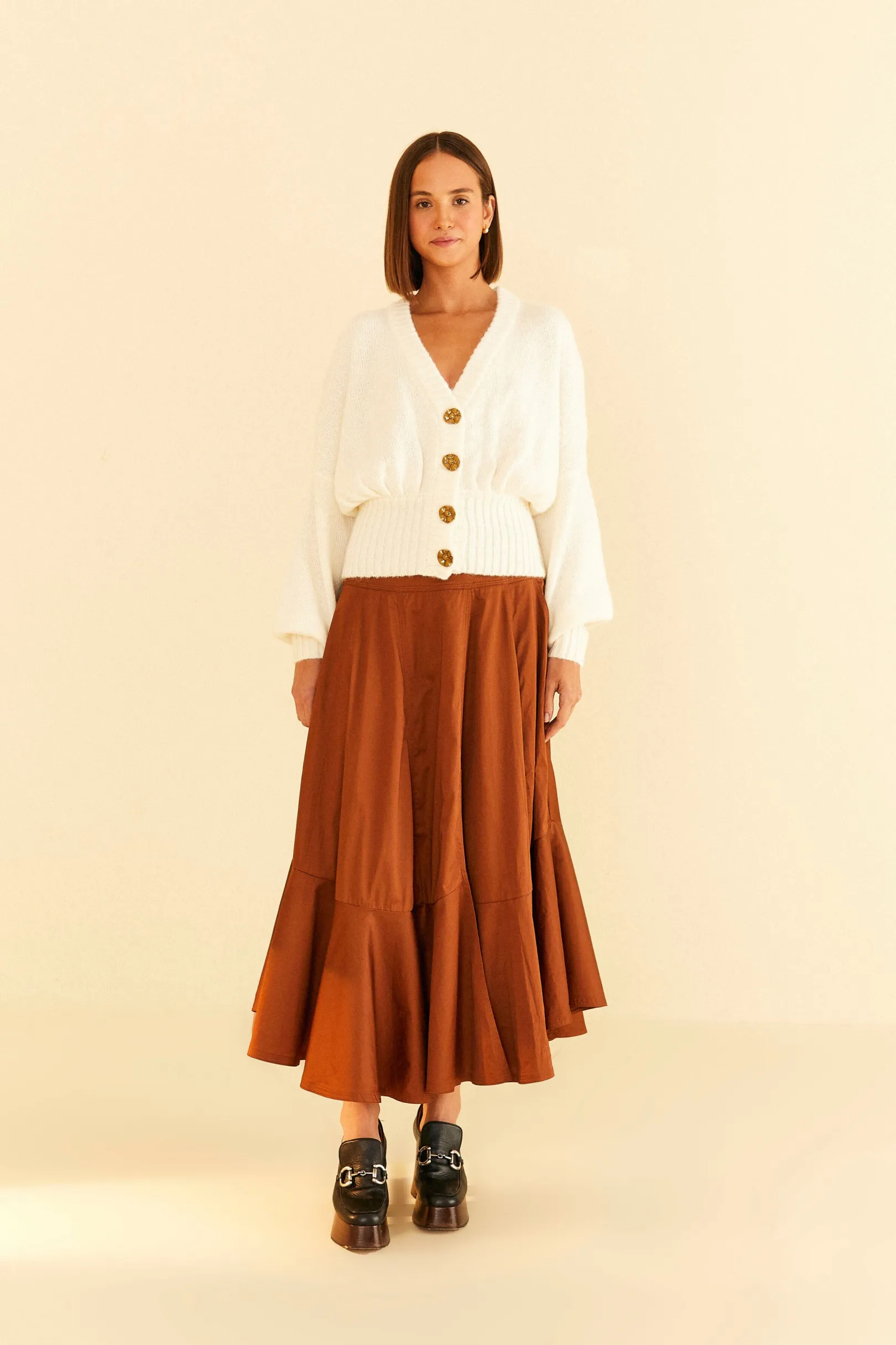 FARM Rio OFF-WHITE BUBBLE KNIT CARDIGAN Outlet