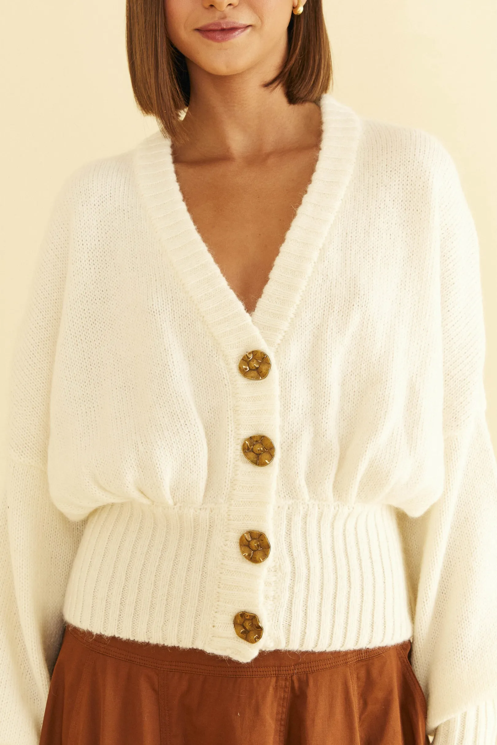 FARM Rio OFF-WHITE BUBBLE KNIT CARDIGAN Outlet