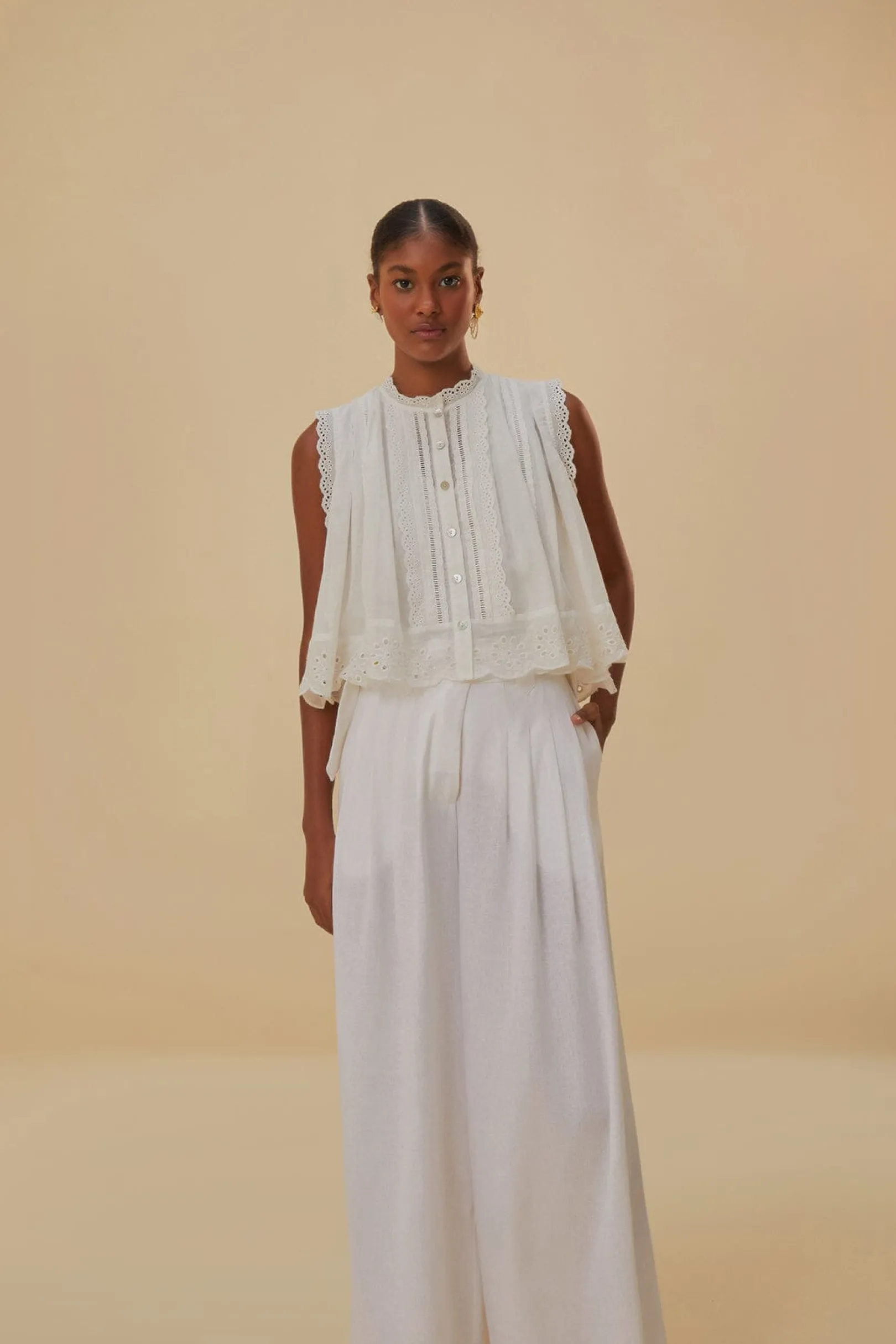 FARM Rio OFF-WHITE LINEN LOW WAIST PANTS Outlet