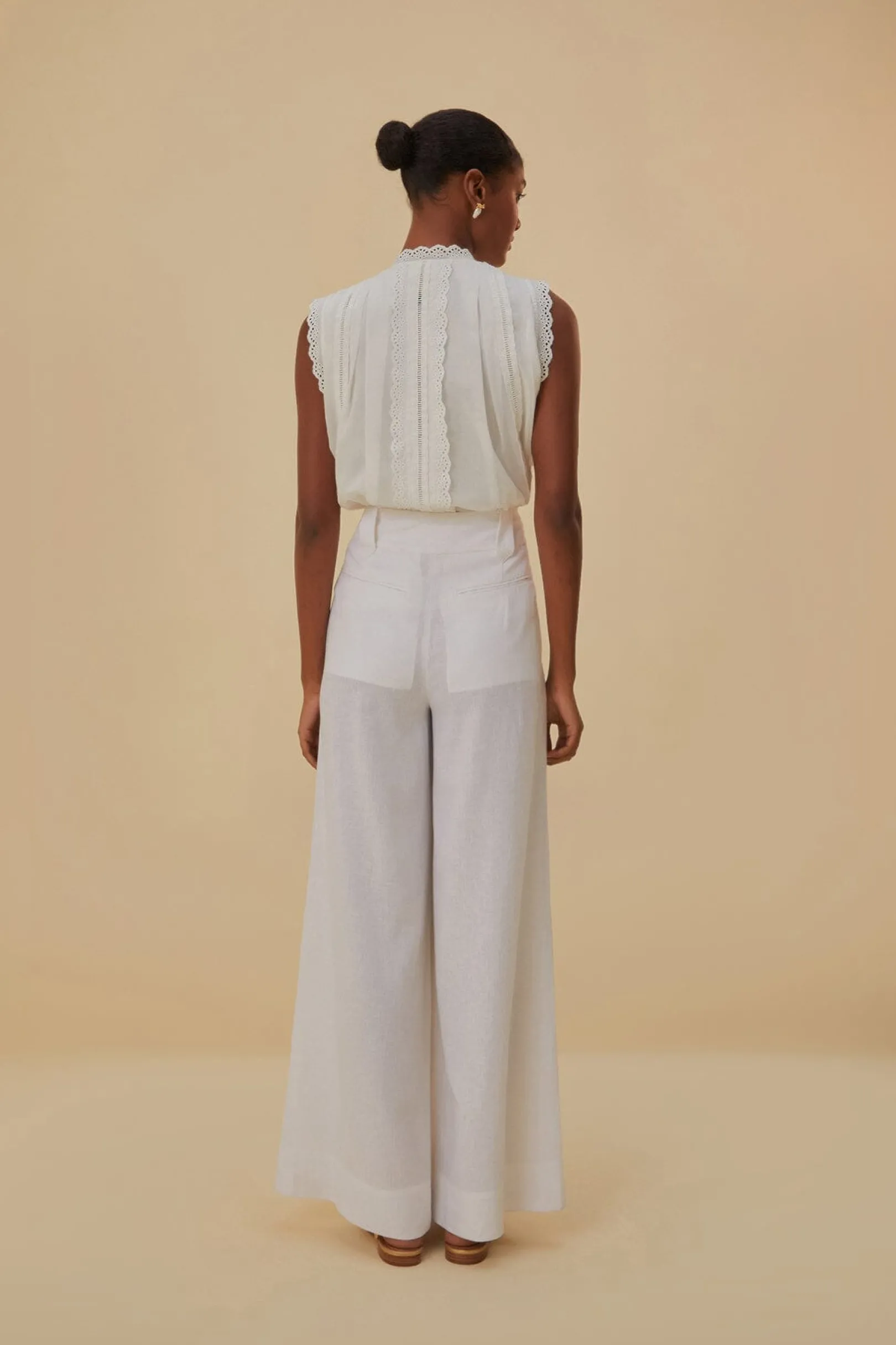 FARM Rio OFF-WHITE LINEN LOW WAIST PANTS Outlet