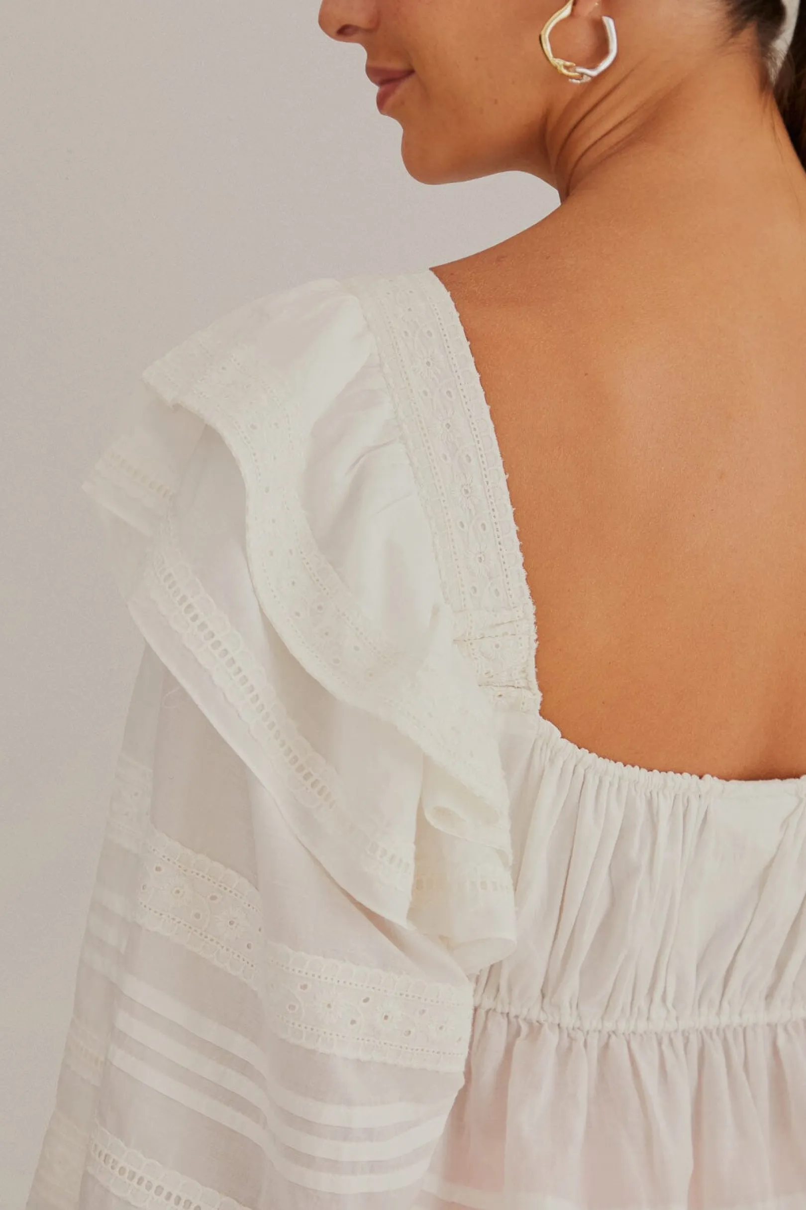 FARM Rio OFF-WHITE SQUARE NECKLINE BLOUSE Fashion