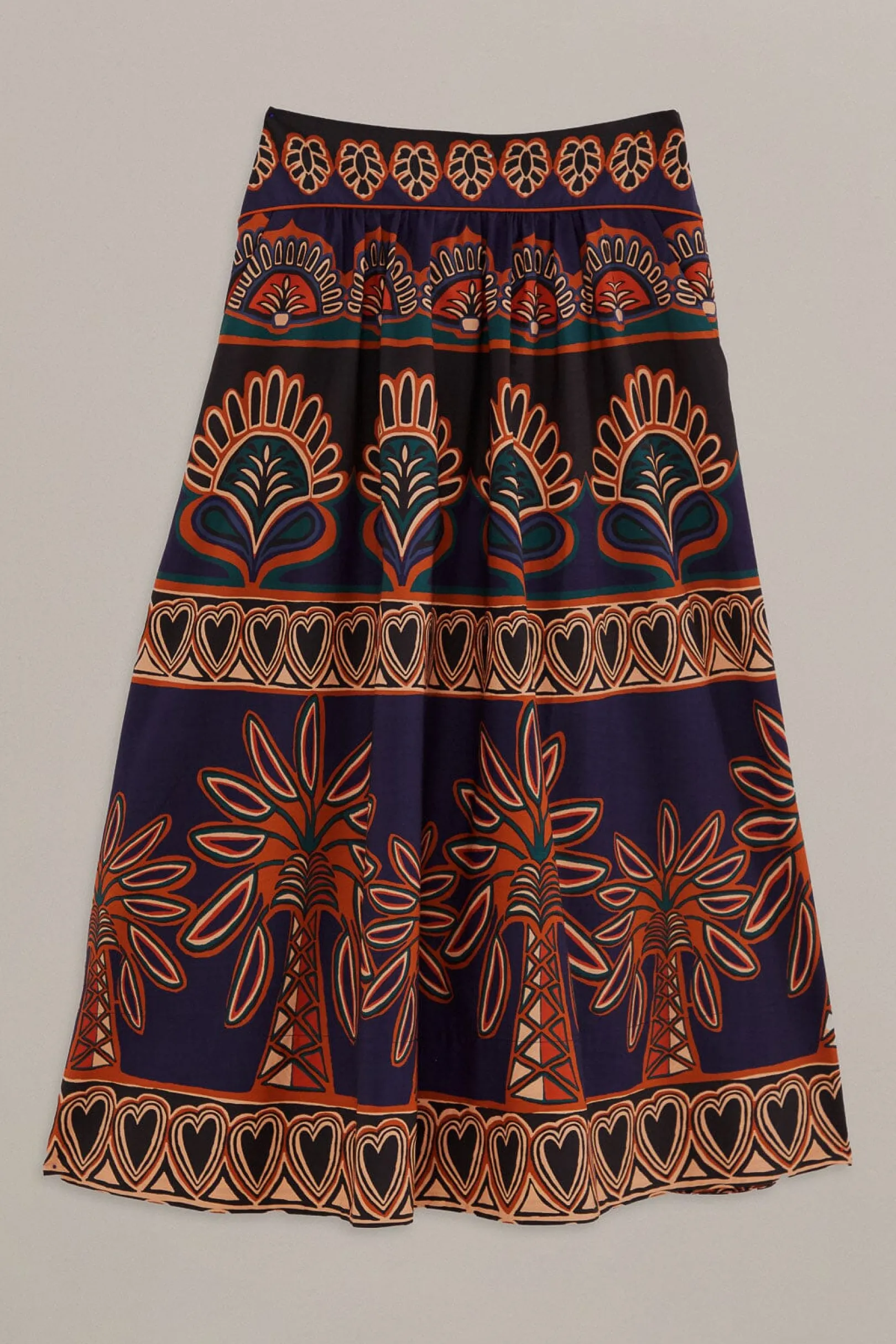 FARM Rio ORANGE AINIKA TAPESTRY MIDI SKIRT Store