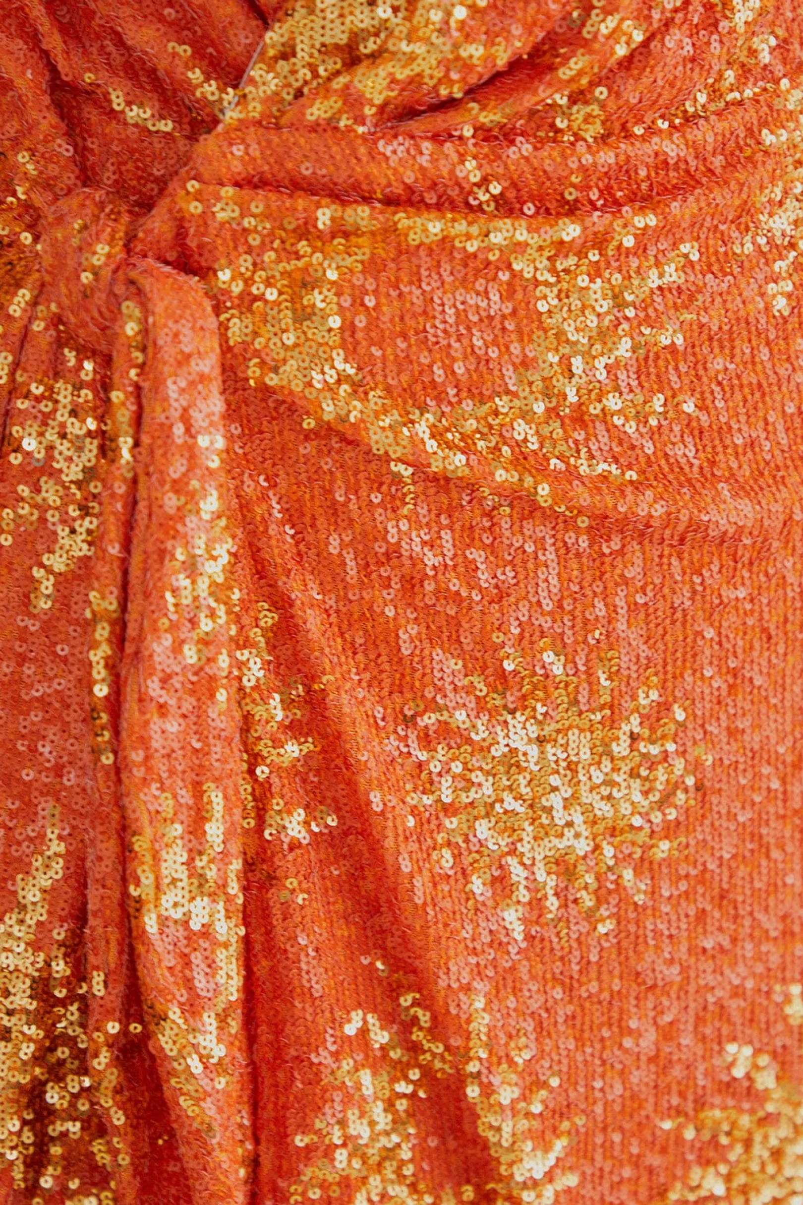 FARM Rio ORANGE SUNNY MOOD SEQUIN LONG SLEEVE MINI DRESS Clearance