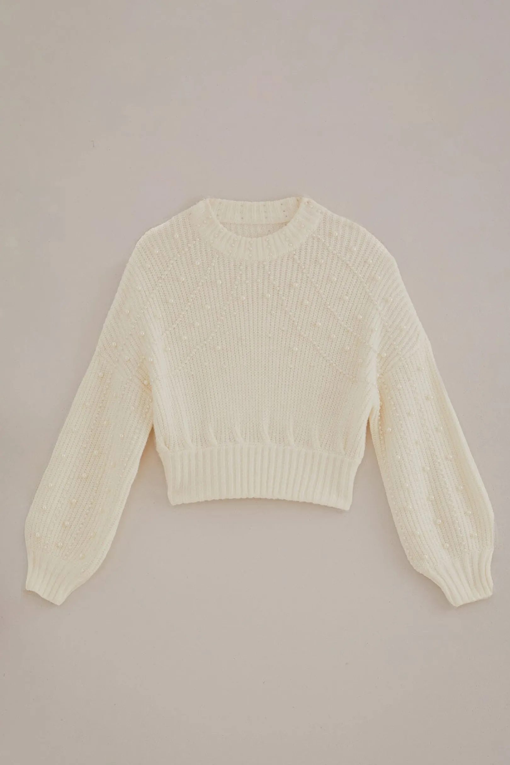 FARM Rio PEARL EMBROIDERED BUBBLE SWEATER Clearance