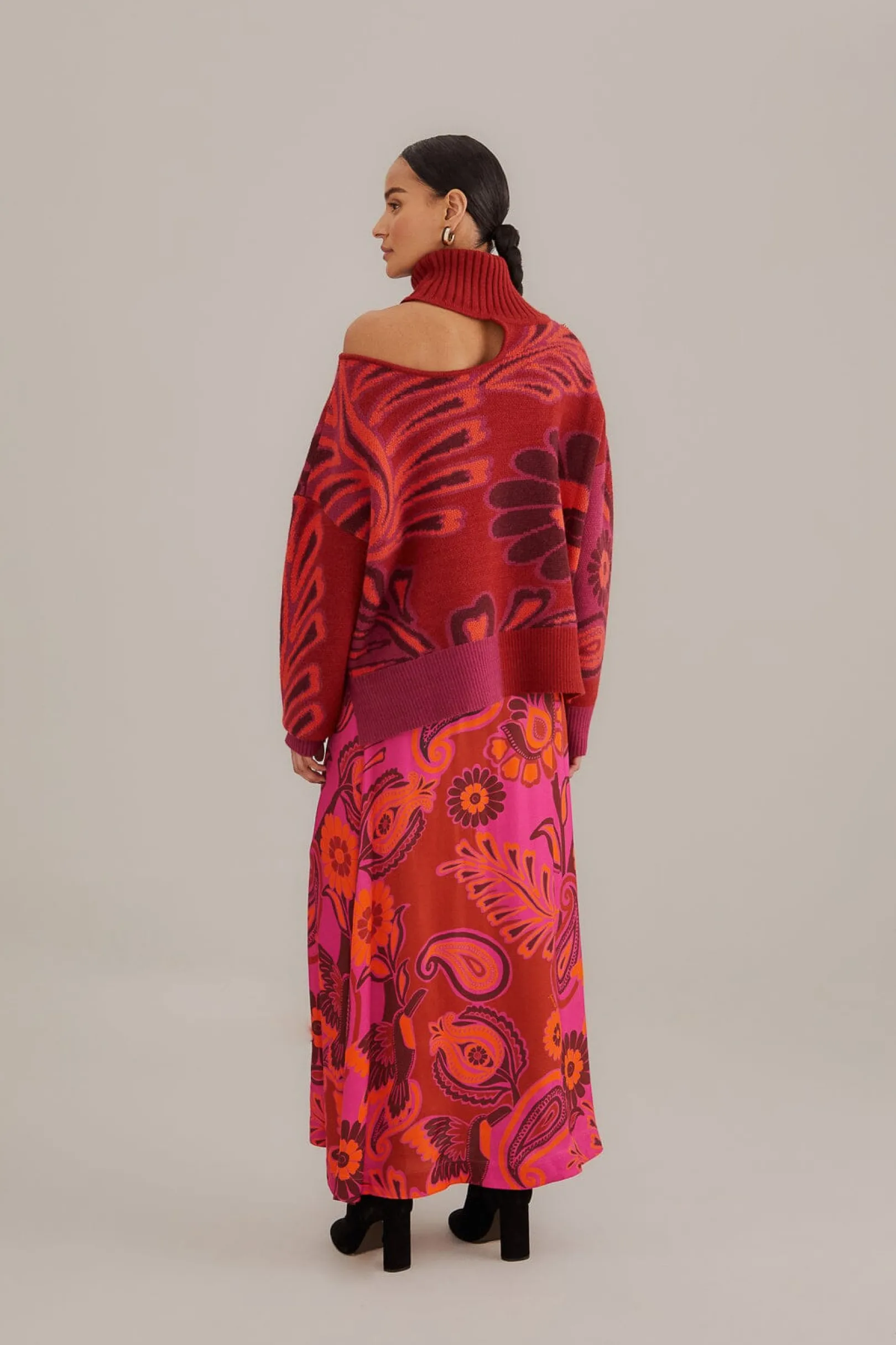 FARM Rio PINK BOLD FLORAL SATIN MAXI SKIRT Best Sale