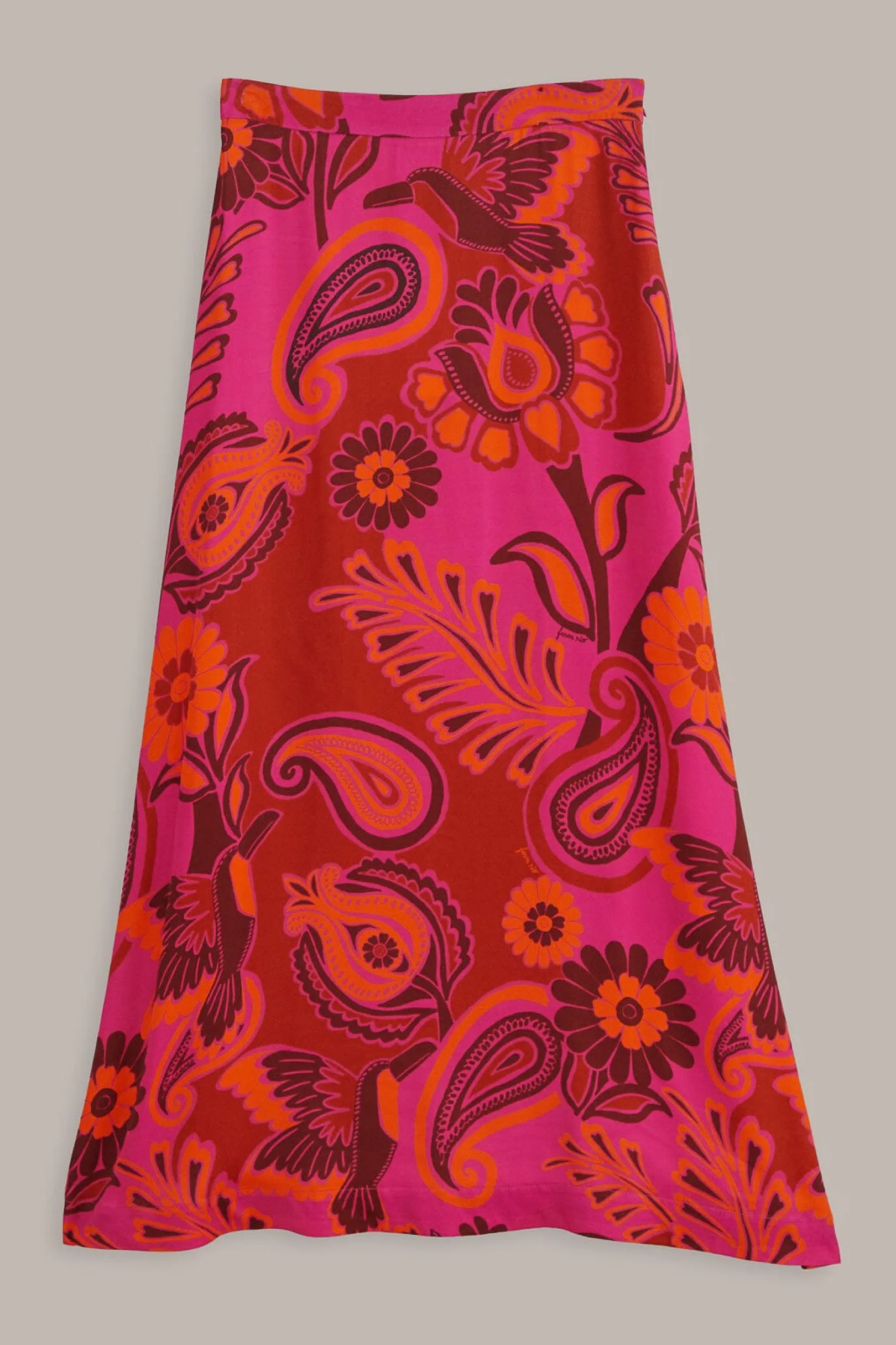 FARM Rio PINK BOLD FLORAL SATIN MAXI SKIRT Best Sale