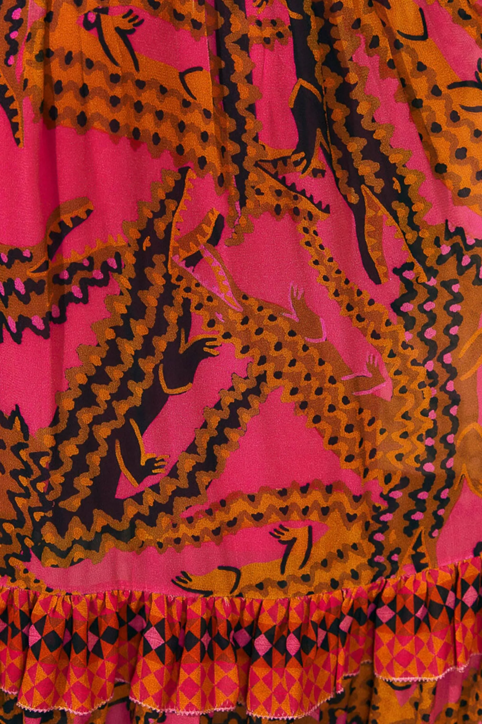 FARM Rio PINK CROCO SHORT SLEEVE MAXI DRESS Hot