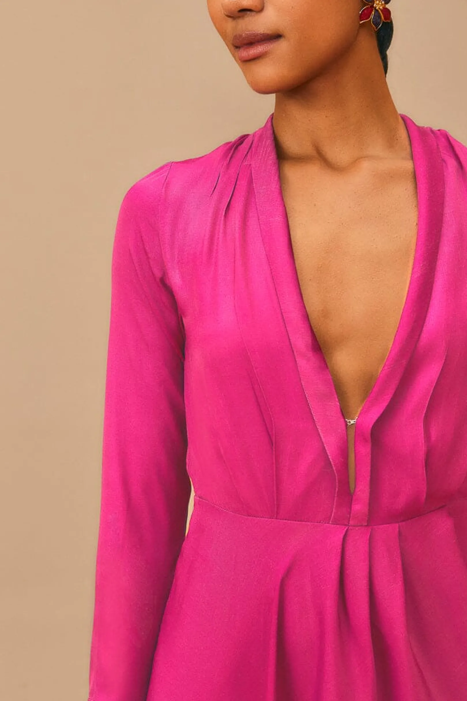 FARM Rio PINK LONG SLEEVE MAXI DRESS New