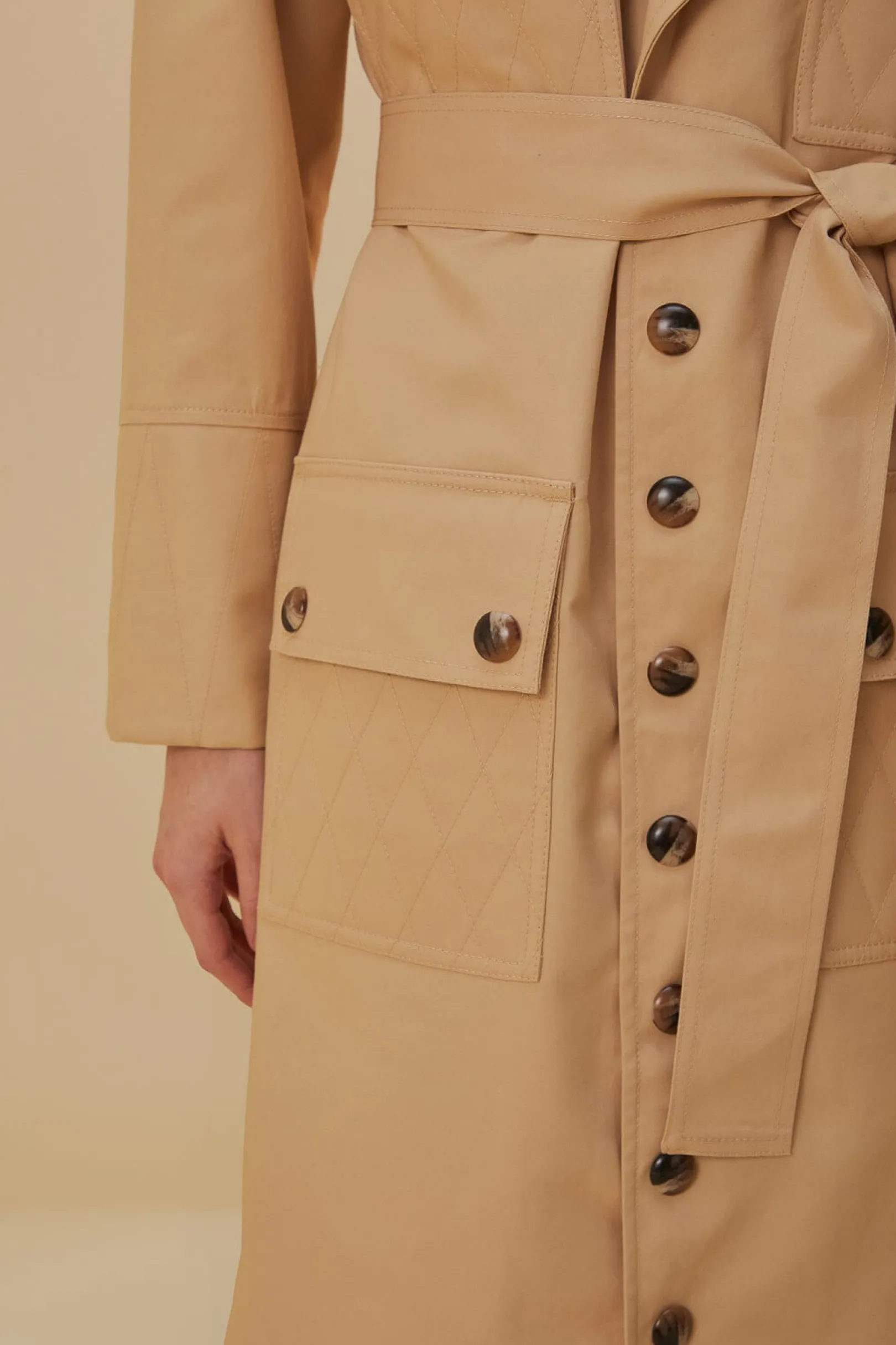 FARM Rio POCKETS OVER NUDE TRENCH COAT New