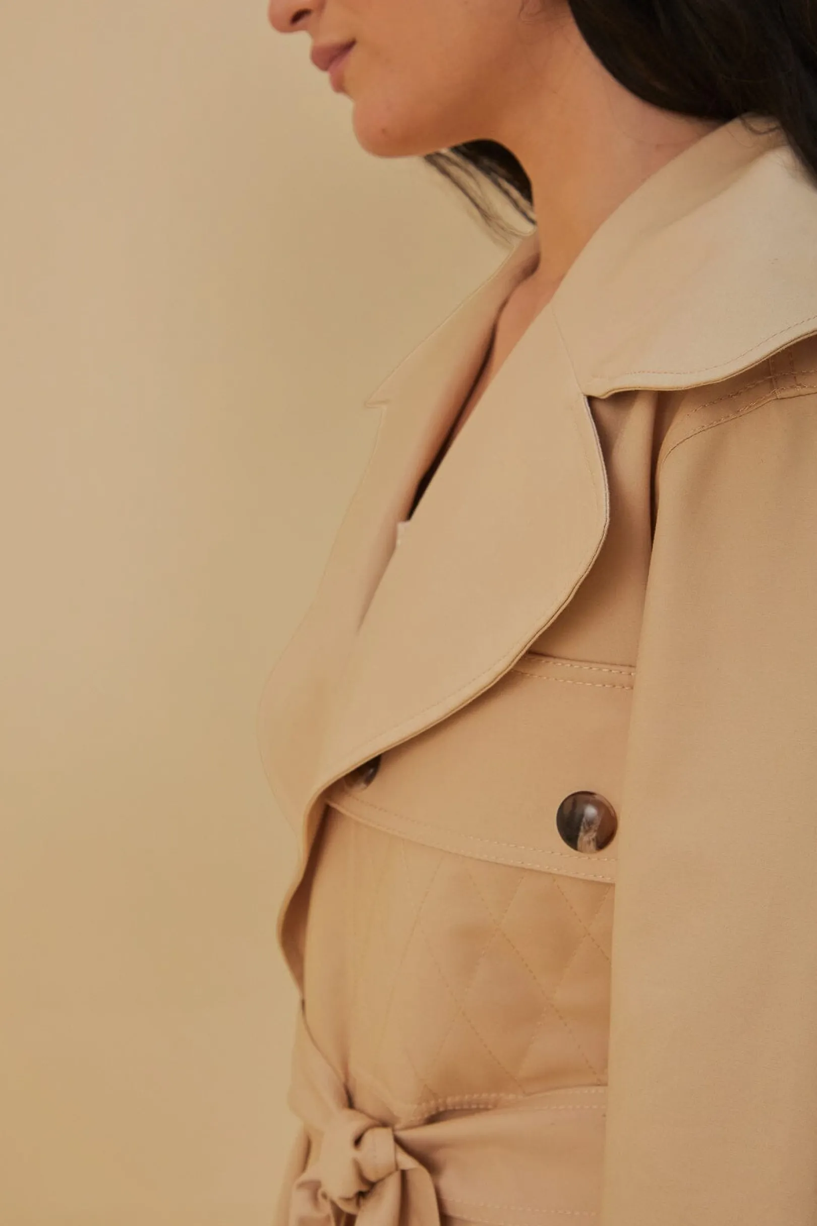 FARM Rio POCKETS OVER NUDE TRENCH COAT New