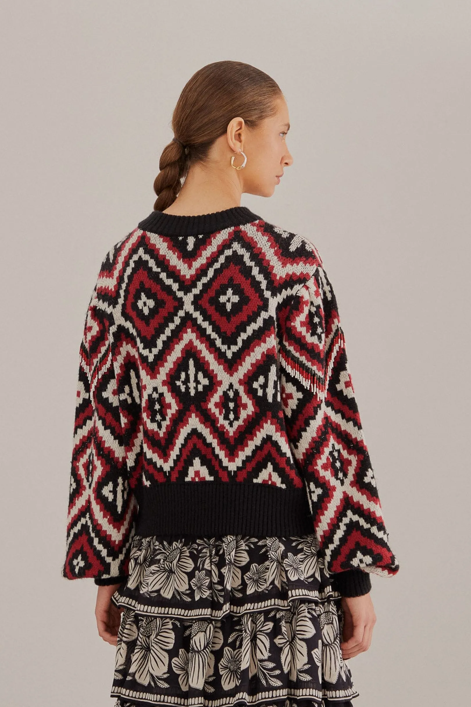 FARM Rio RAUTI BEADED KNIT SWEATER Cheap