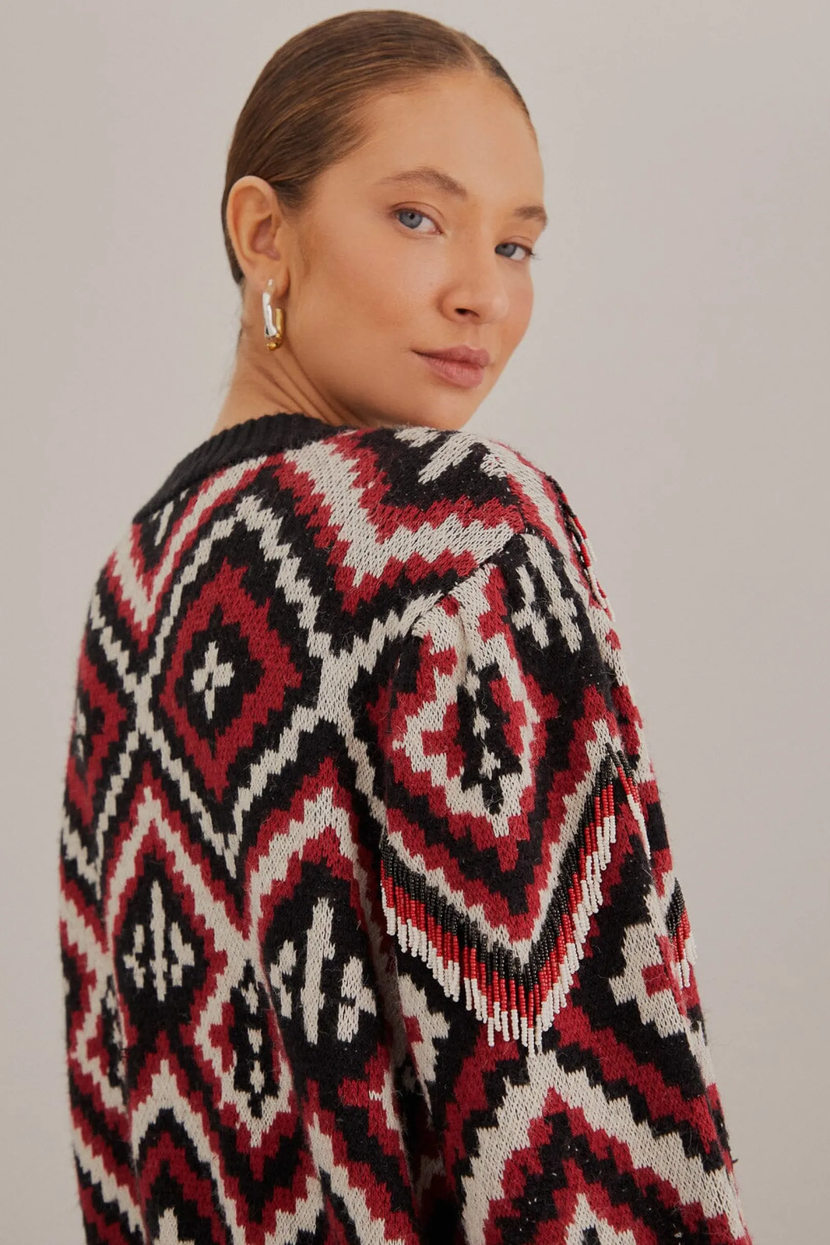 FARM Rio RAUTI BEADED KNIT SWEATER Cheap
