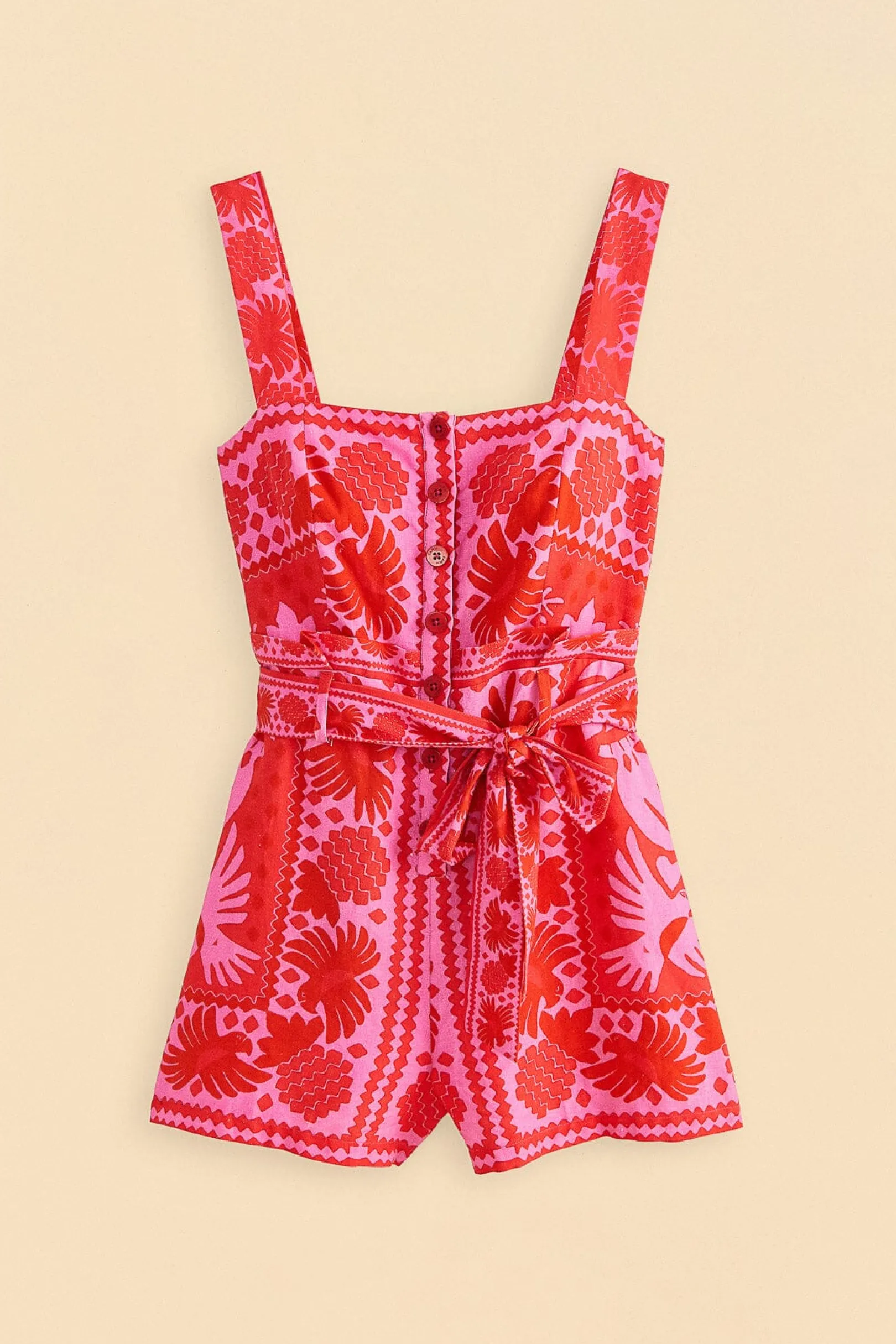 FARM Rio RED JUNGLE SCARF ROMPER Flash Sale