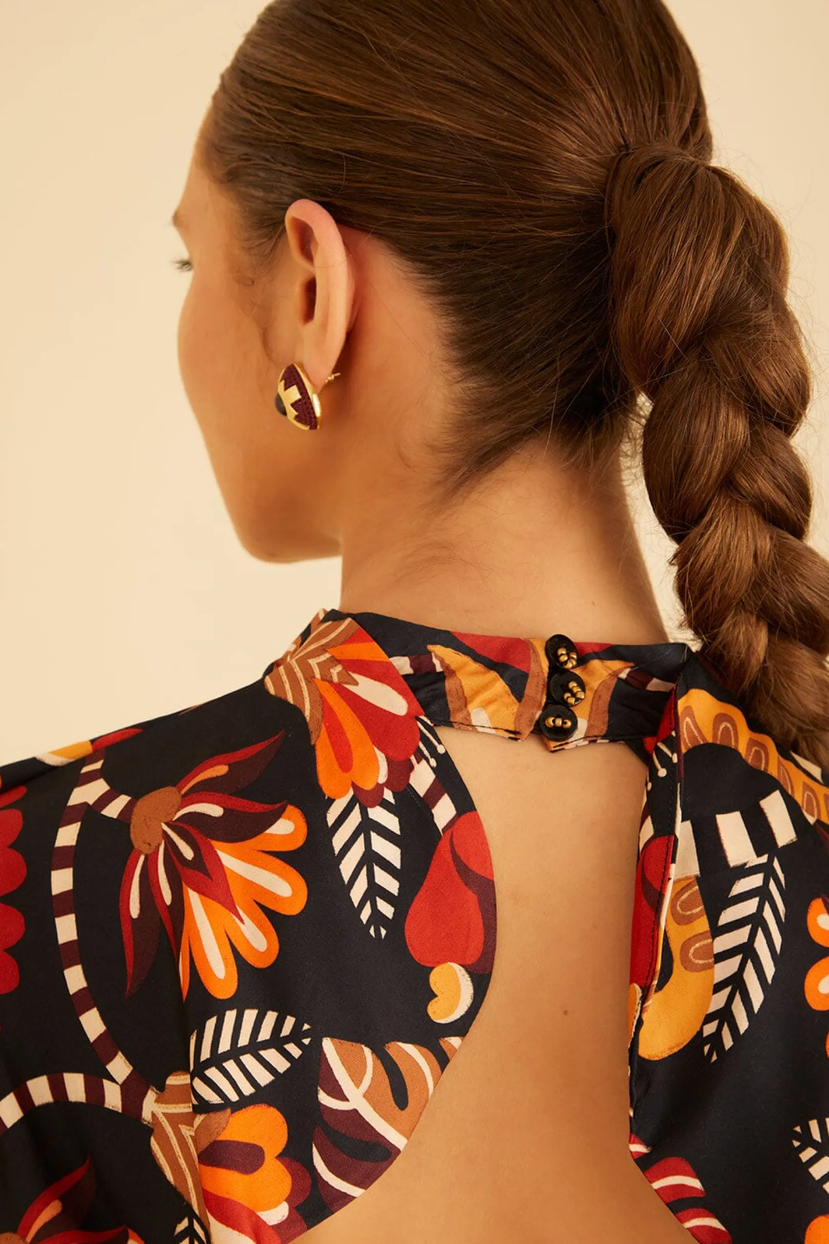 FARM Rio RED NATURE BEAUTY SCARF BACKLESS MIDI DRESS Clearance