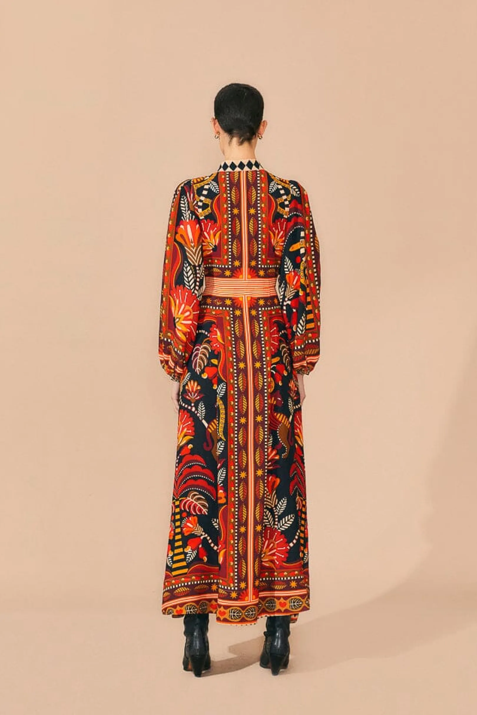 FARM Rio RED NATURE BEAUTY SCARF LONG SLEEVE MAXI DRESS Online