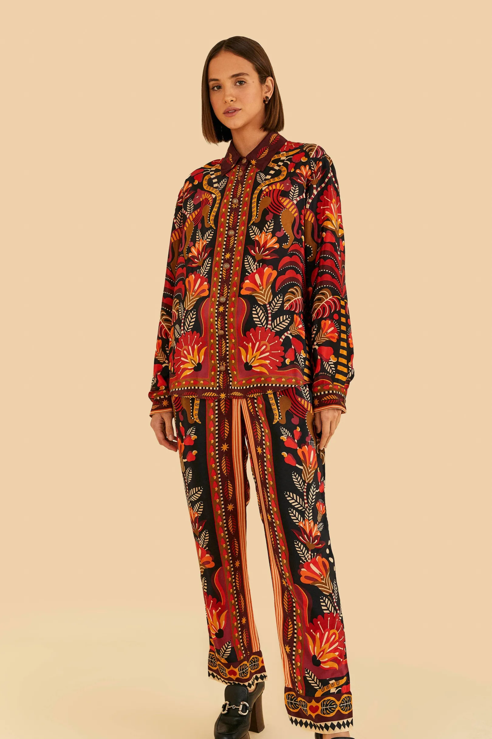 FARM Rio RED NATURE BEAUTY SCARF PANTS Fashion