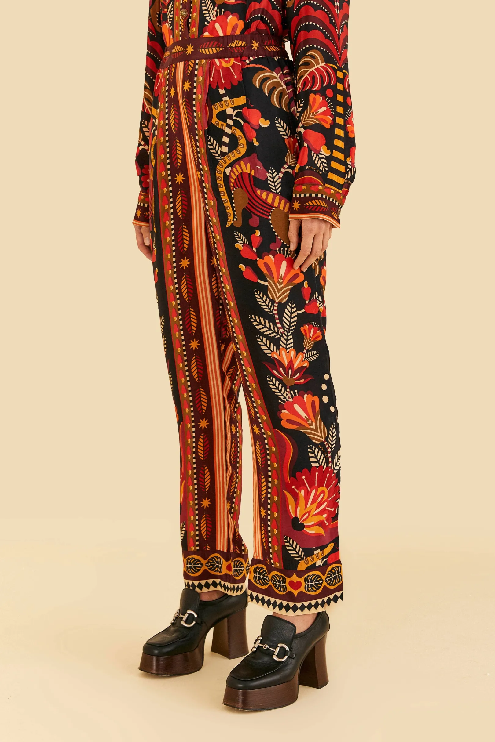 FARM Rio RED NATURE BEAUTY SCARF PANTS Fashion