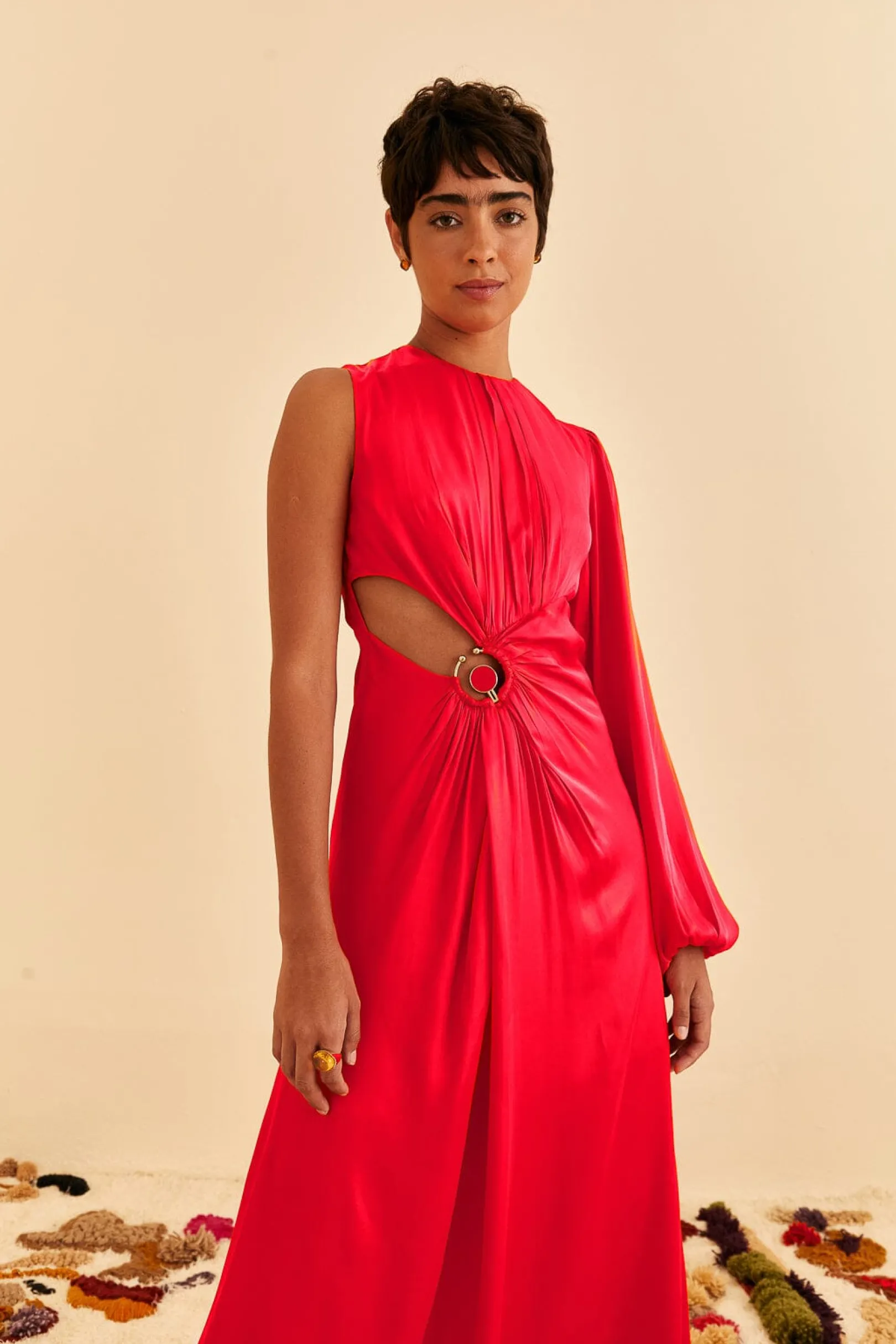FARM Rio RED ONE SHOULDER MAXI DRESS Cheap