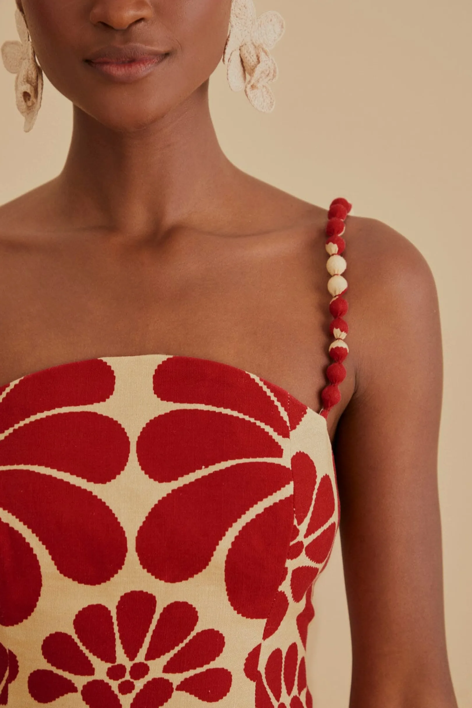 FARM Rio RED PALERMO SLEEVELESS MIDI DRESS Hot