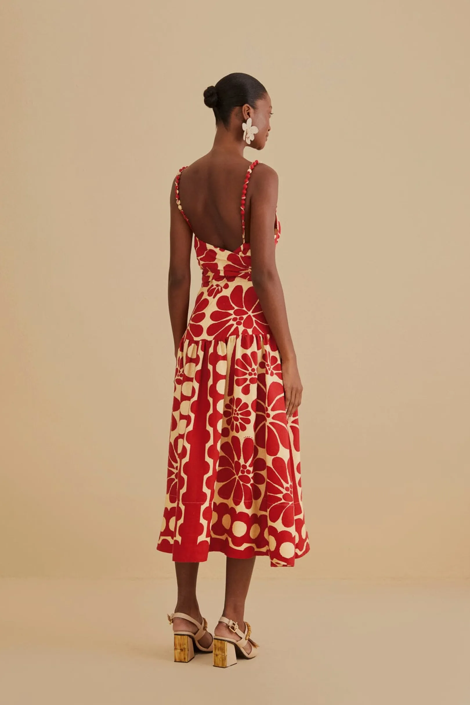 FARM Rio RED PALERMO SLEEVELESS MIDI DRESS Hot