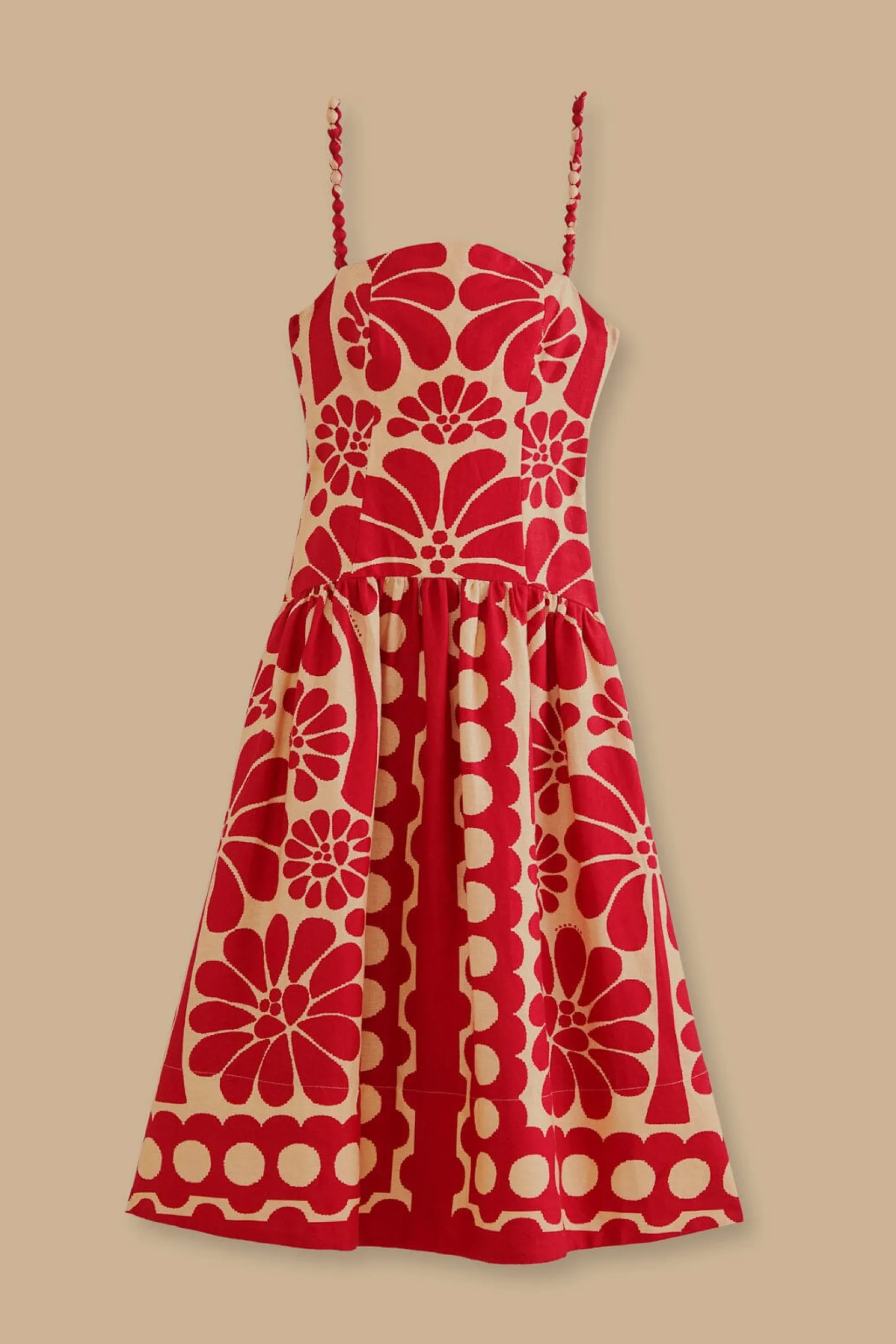 FARM Rio RED PALERMO SLEEVELESS MIDI DRESS Hot