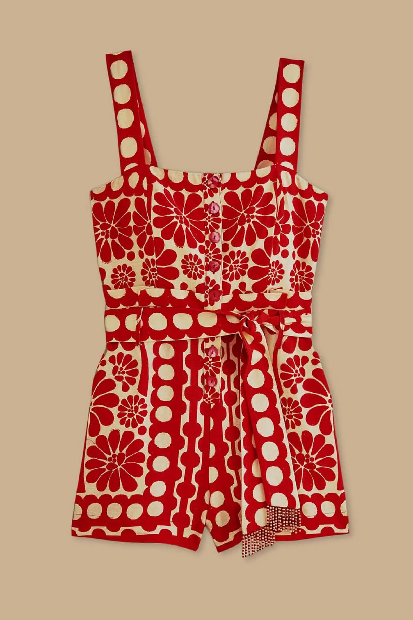 FARM Rio RED PALERMO SLEEVELESS ROMPER Flash Sale