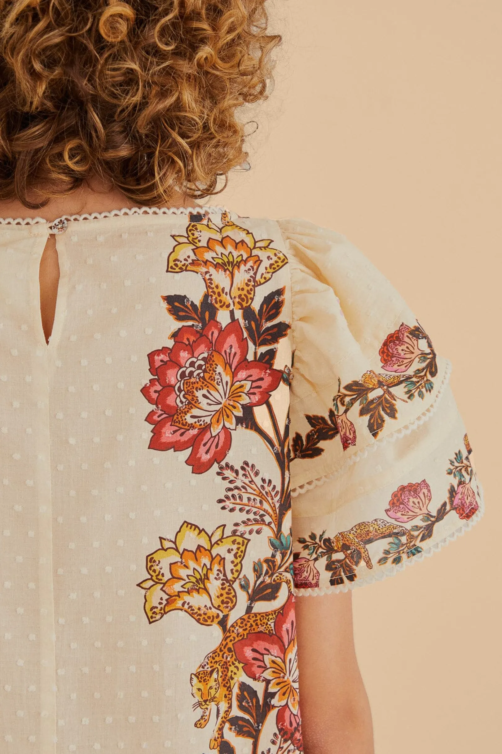 FARM Rio SAND LEOPARD FLOWERS BLOUSE Hot