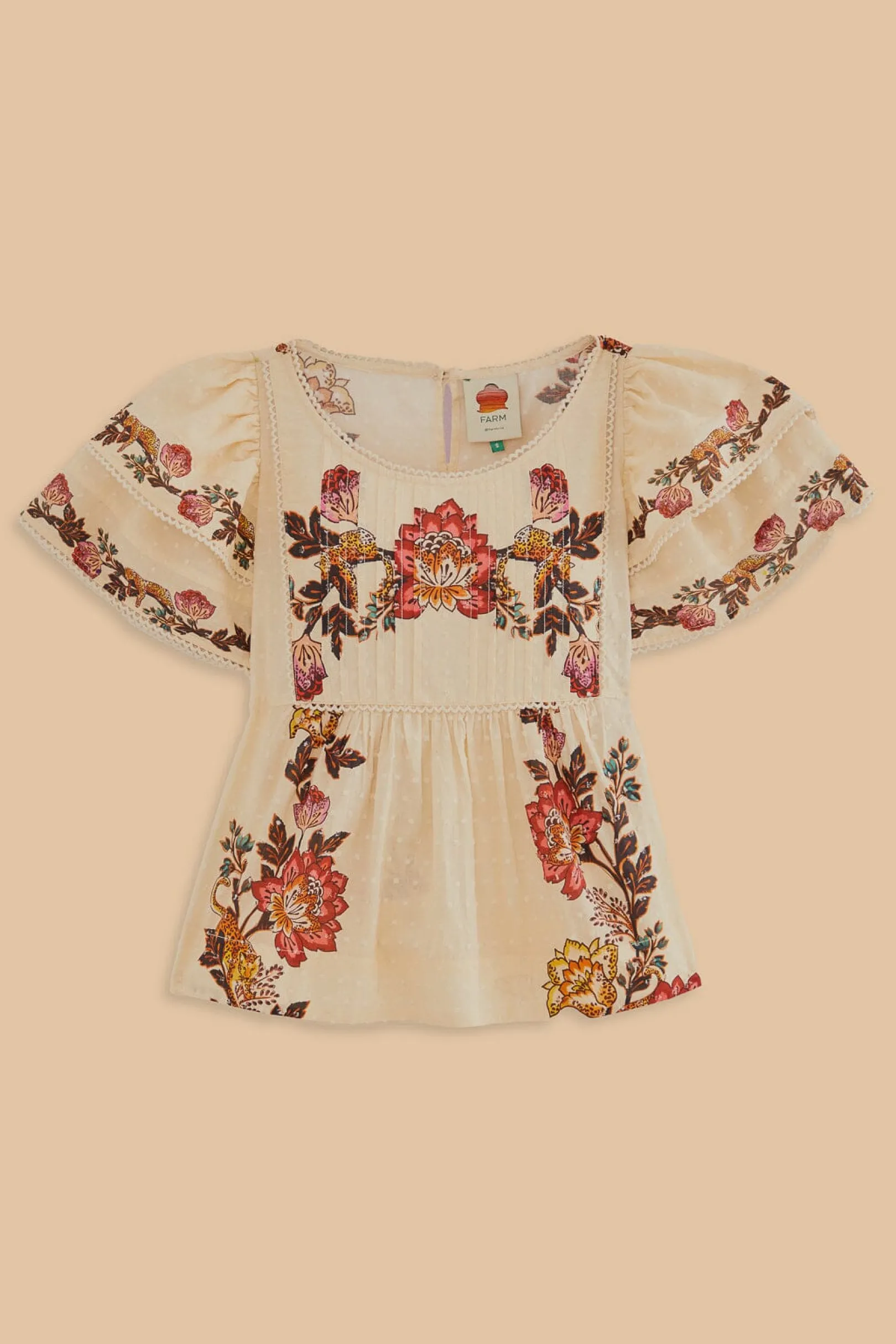 FARM Rio SAND LEOPARD FLOWERS BLOUSE Hot