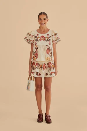 FARM Rio  SAND LEOPARD FLOWERS MINI SKIRT Fashion
