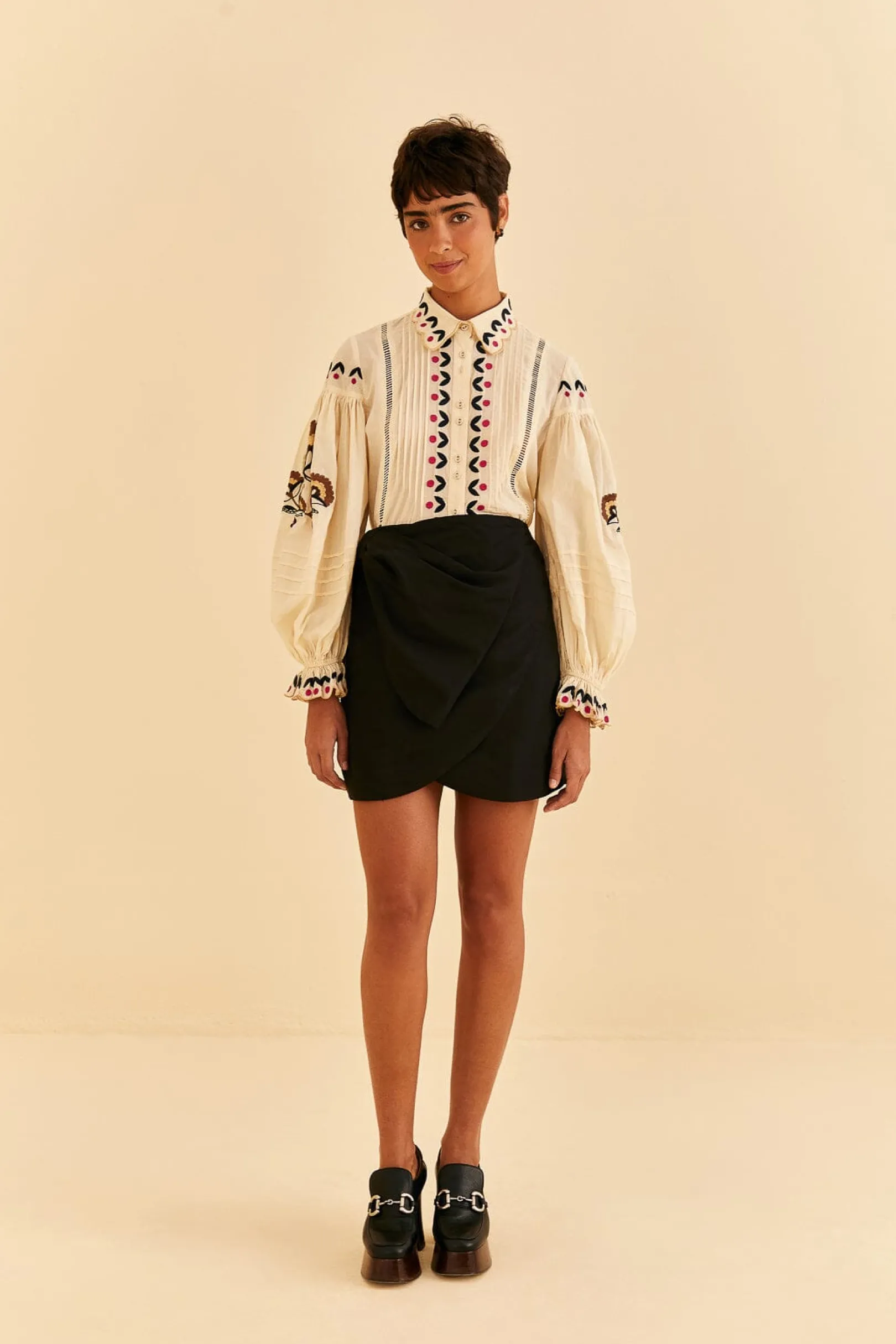 FARM Rio SAND PALMS PARADISE EMBROIDERED BLOUSE Shop