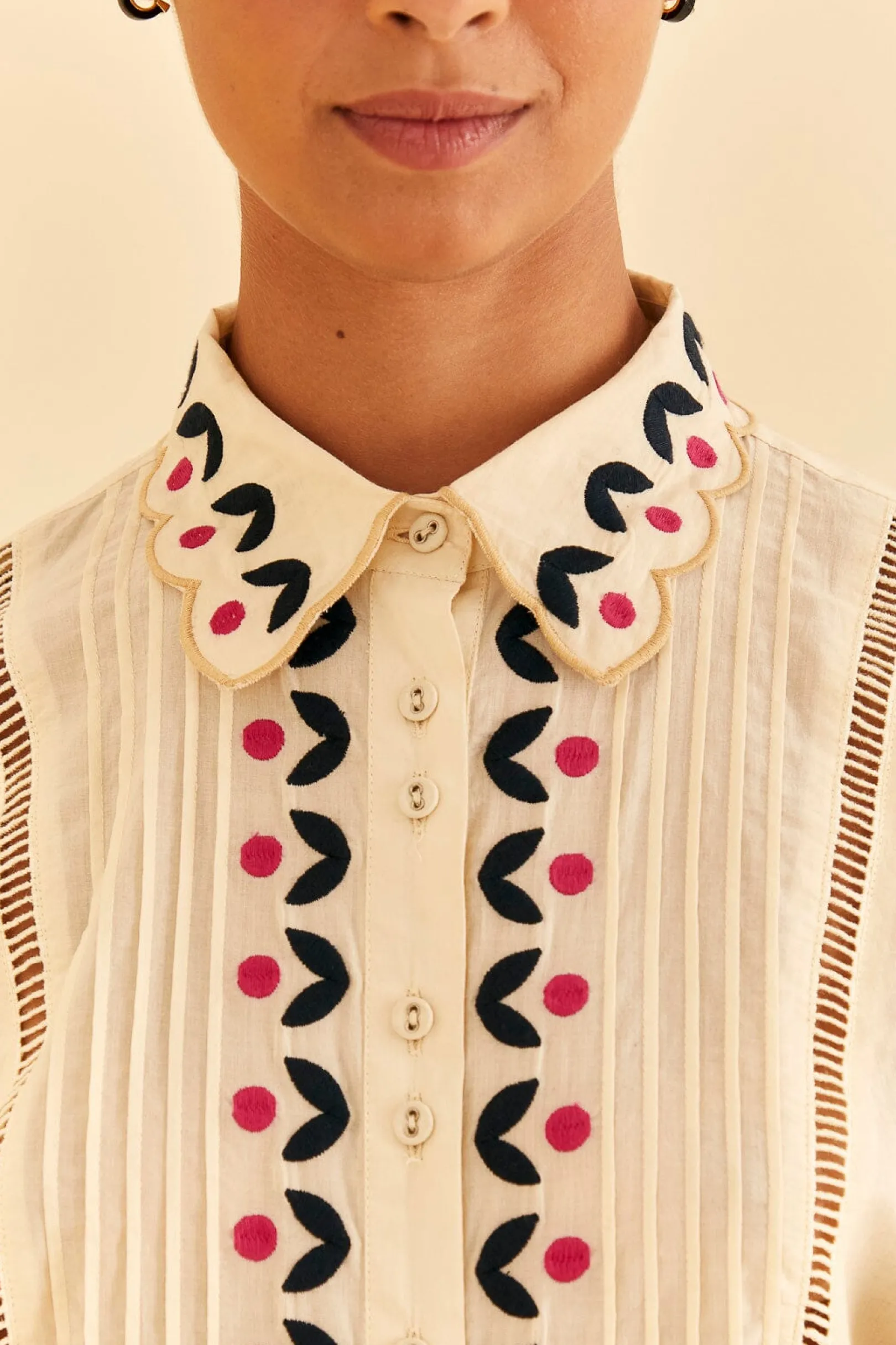 FARM Rio SAND PALMS PARADISE EMBROIDERED BLOUSE Shop