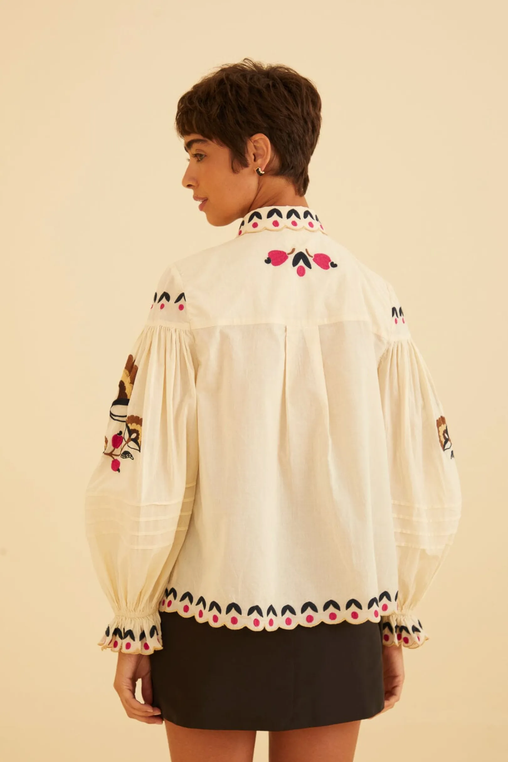 FARM Rio SAND PALMS PARADISE EMBROIDERED BLOUSE Shop