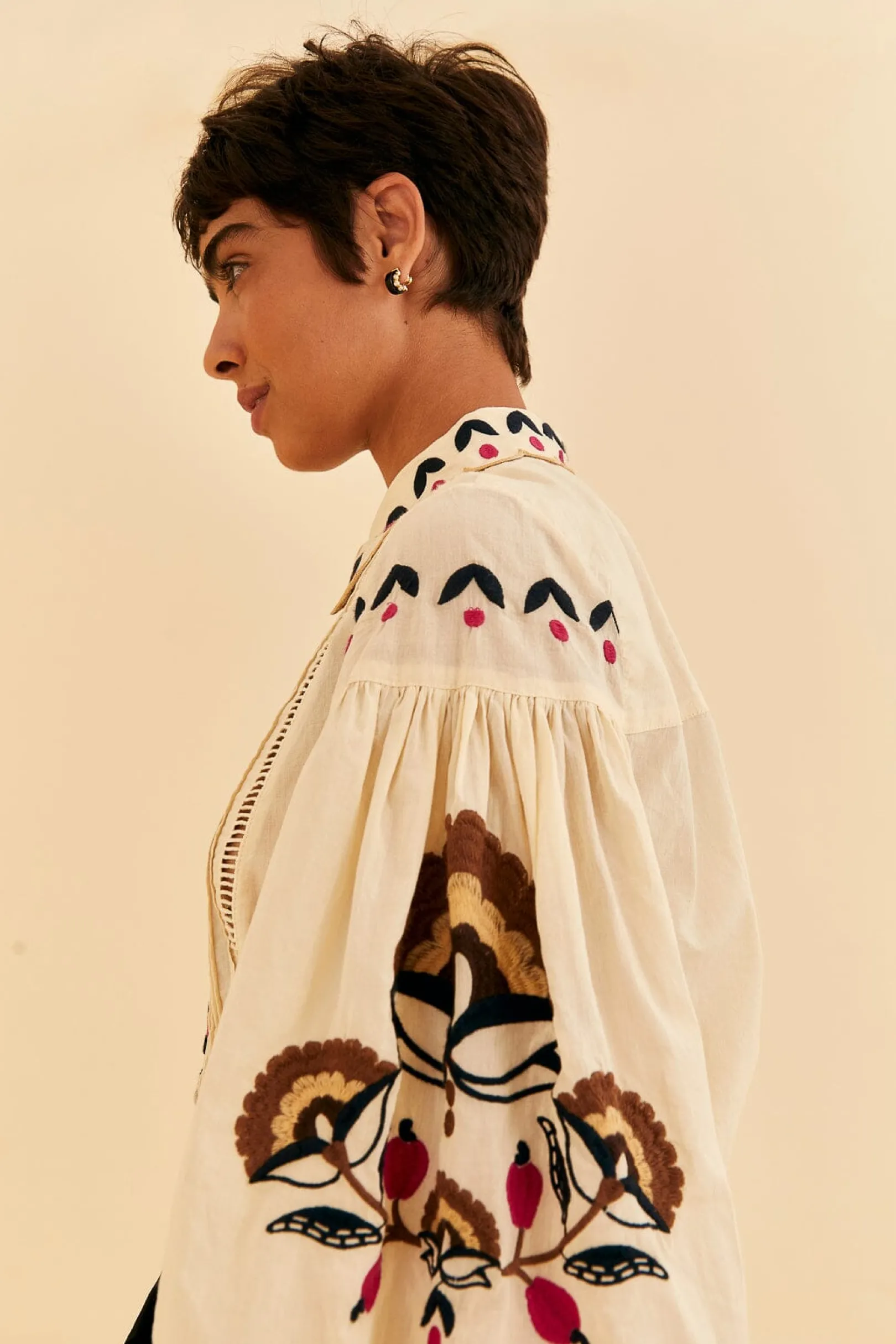 FARM Rio SAND PALMS PARADISE EMBROIDERED BLOUSE Shop