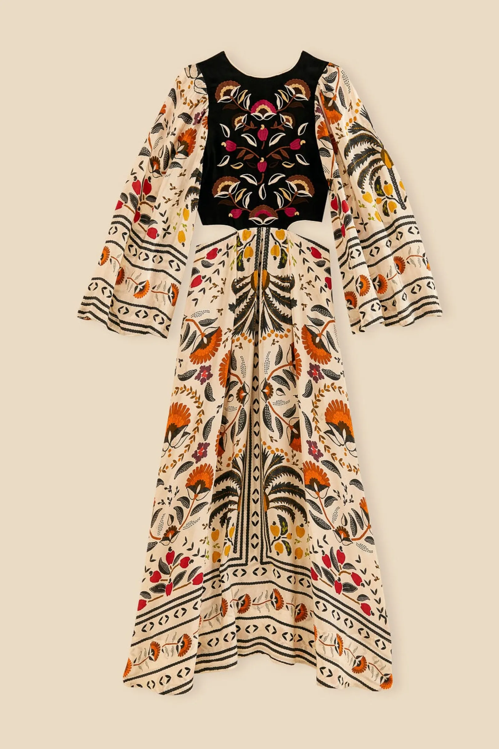 FARM Rio SAND PALMS PARADISE EMBROIDERED CUT OUT MIDI DRESS Fashion