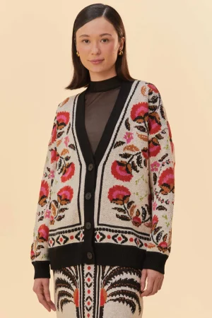 FARM Rio SAND PALMS PARADISE KNIT CARDIGAN Cheap
