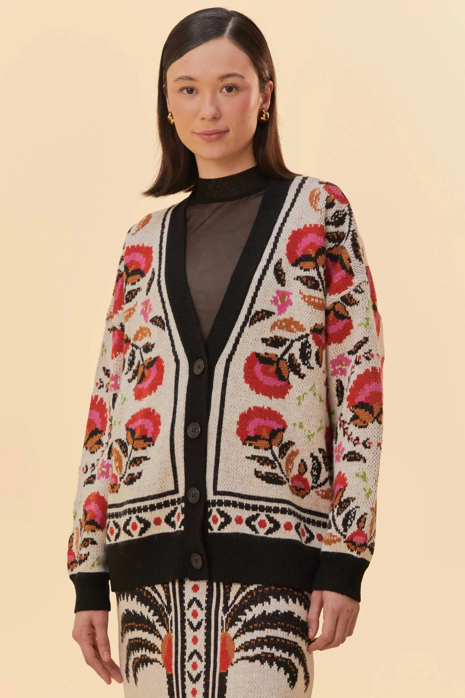 FARM Rio SAND PALMS PARADISE KNIT CARDIGAN Cheap