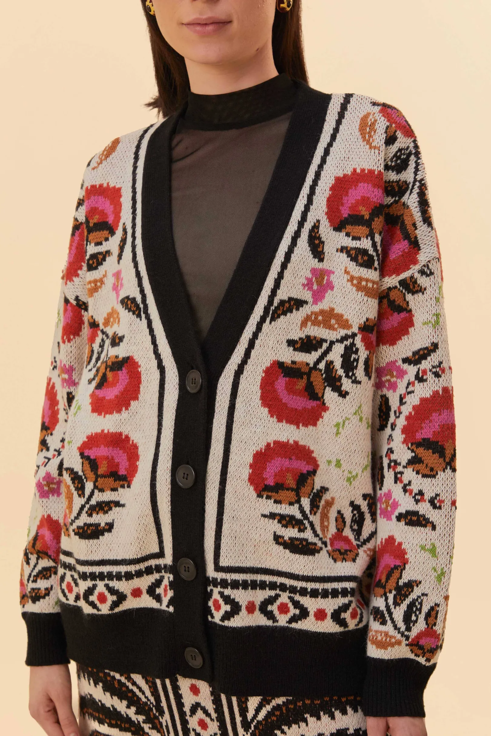 FARM Rio SAND PALMS PARADISE KNIT CARDIGAN Cheap