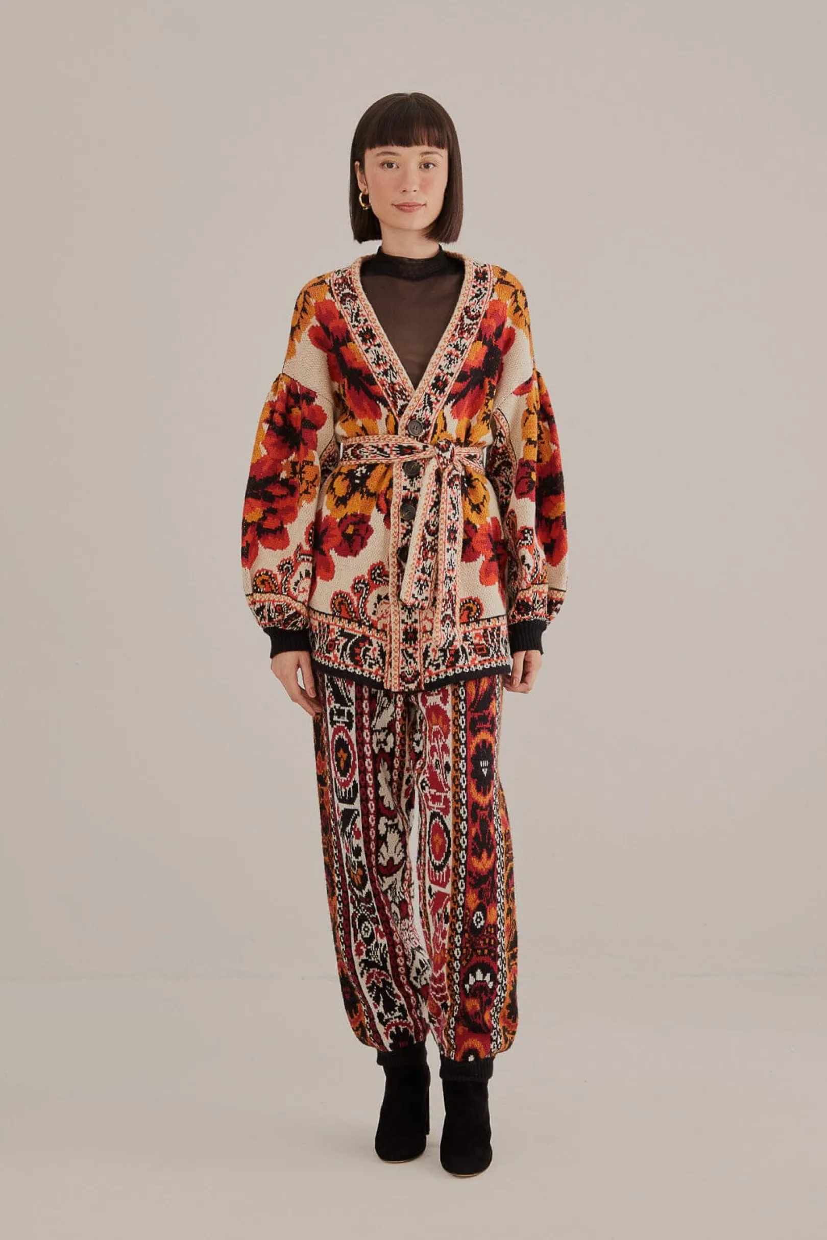 FARM Rio SAND WINTER TAPESTRY KNIT CARDIGAN Online