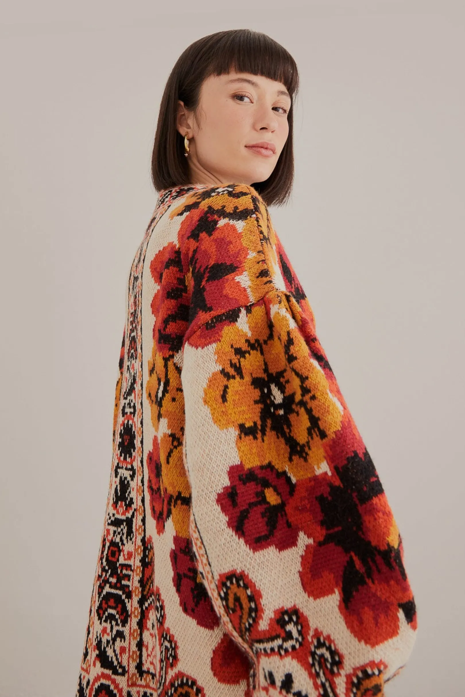 FARM Rio SAND WINTER TAPESTRY KNIT CARDIGAN Online